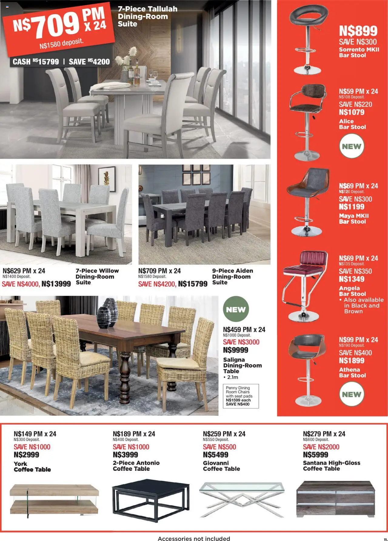 New House and Home catalogue – valid from 22.09.2025 | Page: 11 | Products: Stool, Coffee table, Table, Bar stool