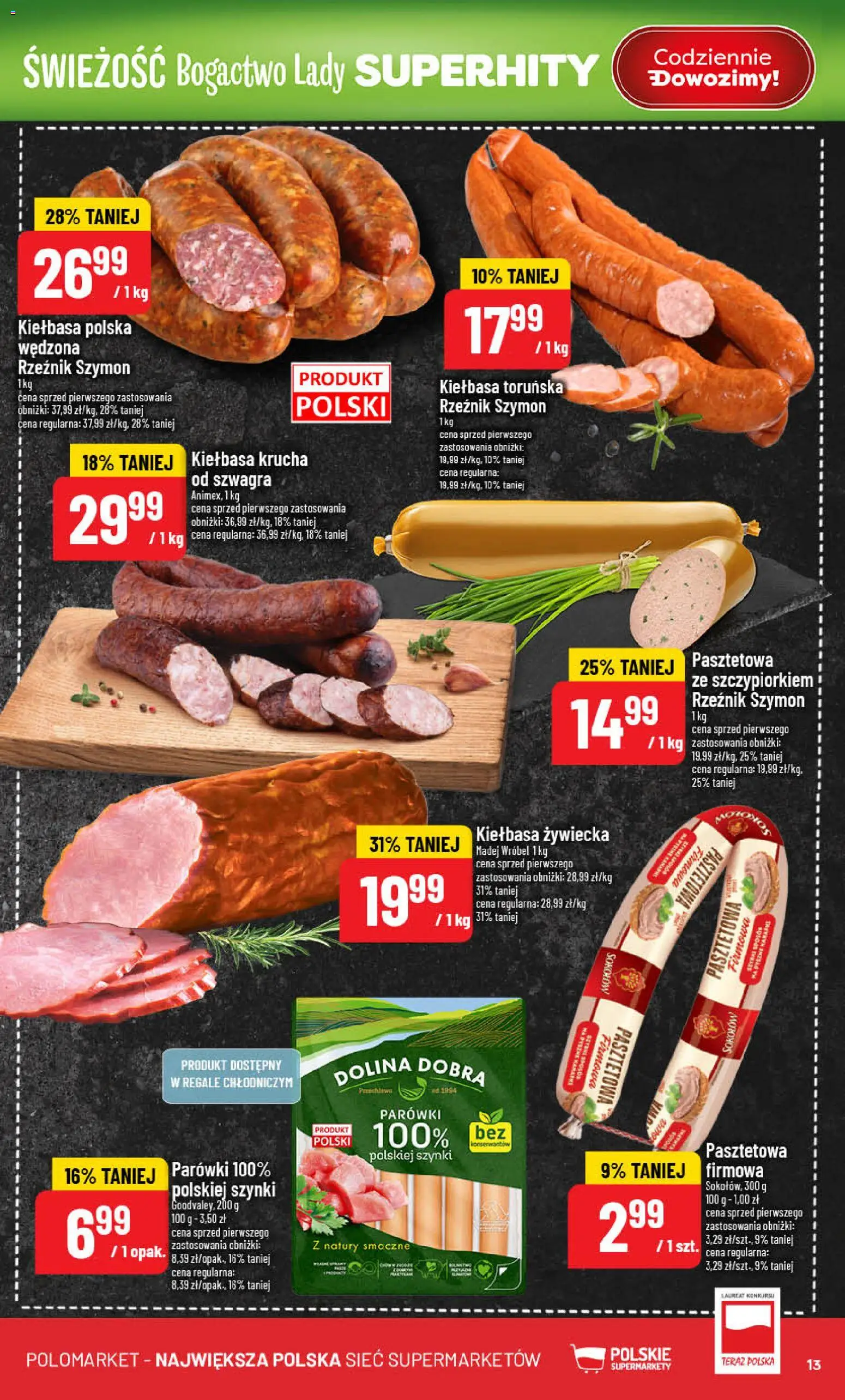 POLOmarket Gazetka od 07.01.2026 | Strona: 13 | Produkty: Kiełbasa, Parówki