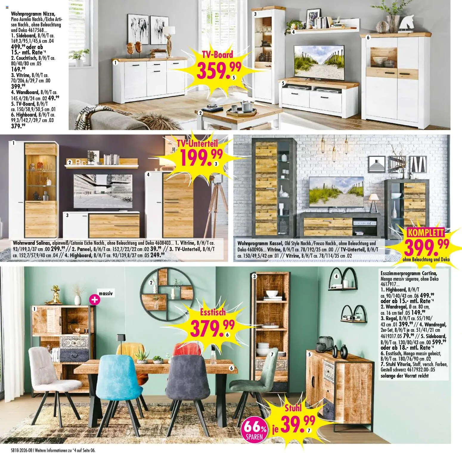 SB Möbel Boss Prospekt 	 – gültig ab 25.04.2026 | Seite: 8 | Produkte: Wohnwand, Esstisch, Stuhl, Mango