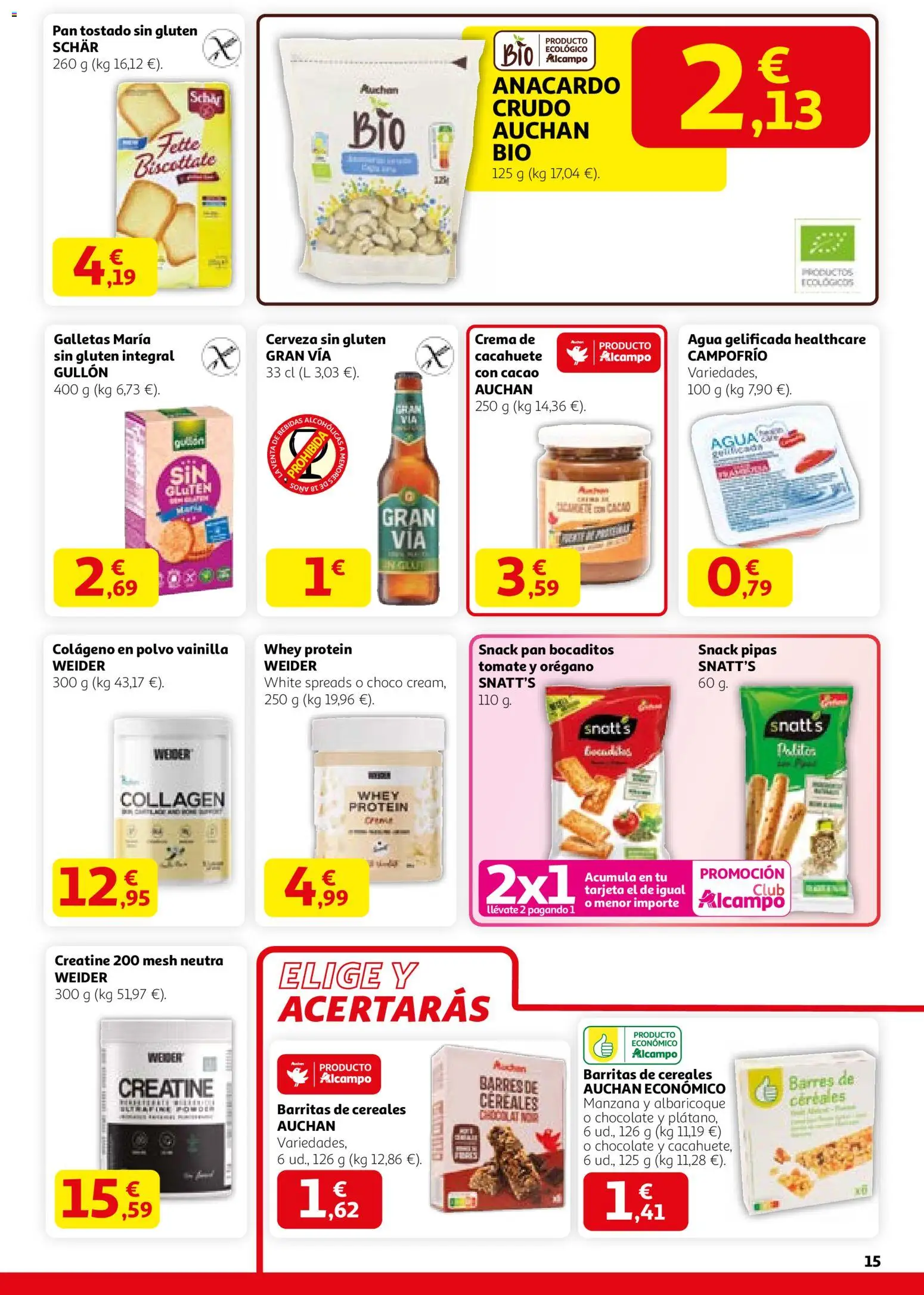 Alcampo - HG Nacional  │ válido desde el 29.01.2026 | Página: 15 | Productos: Pan, Cereales, Manzana, Galletas