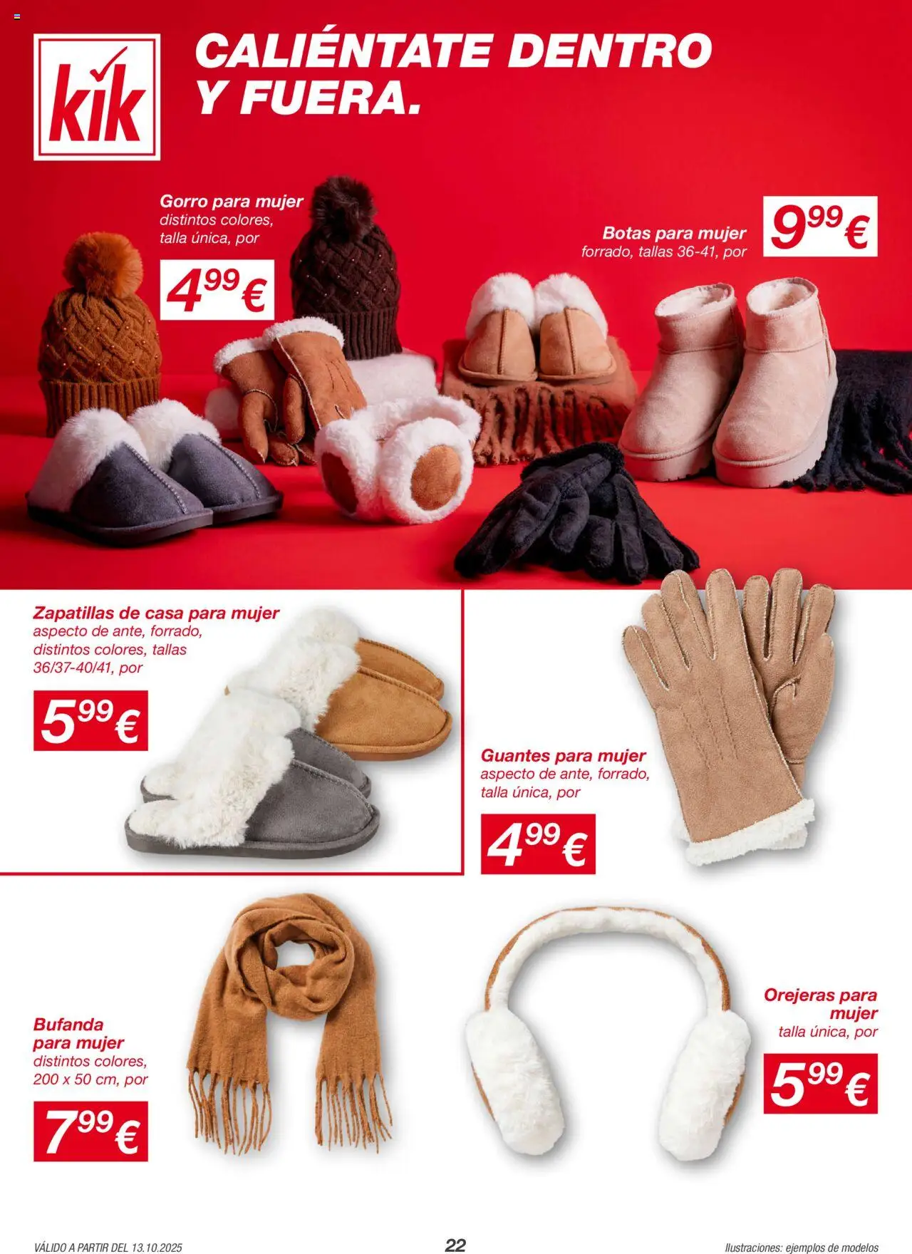 KIK folleto │ válido desde el 20.10.2025 | Página: 22 | Productos: Botas, Zapatillas, Bufanda, Guantes