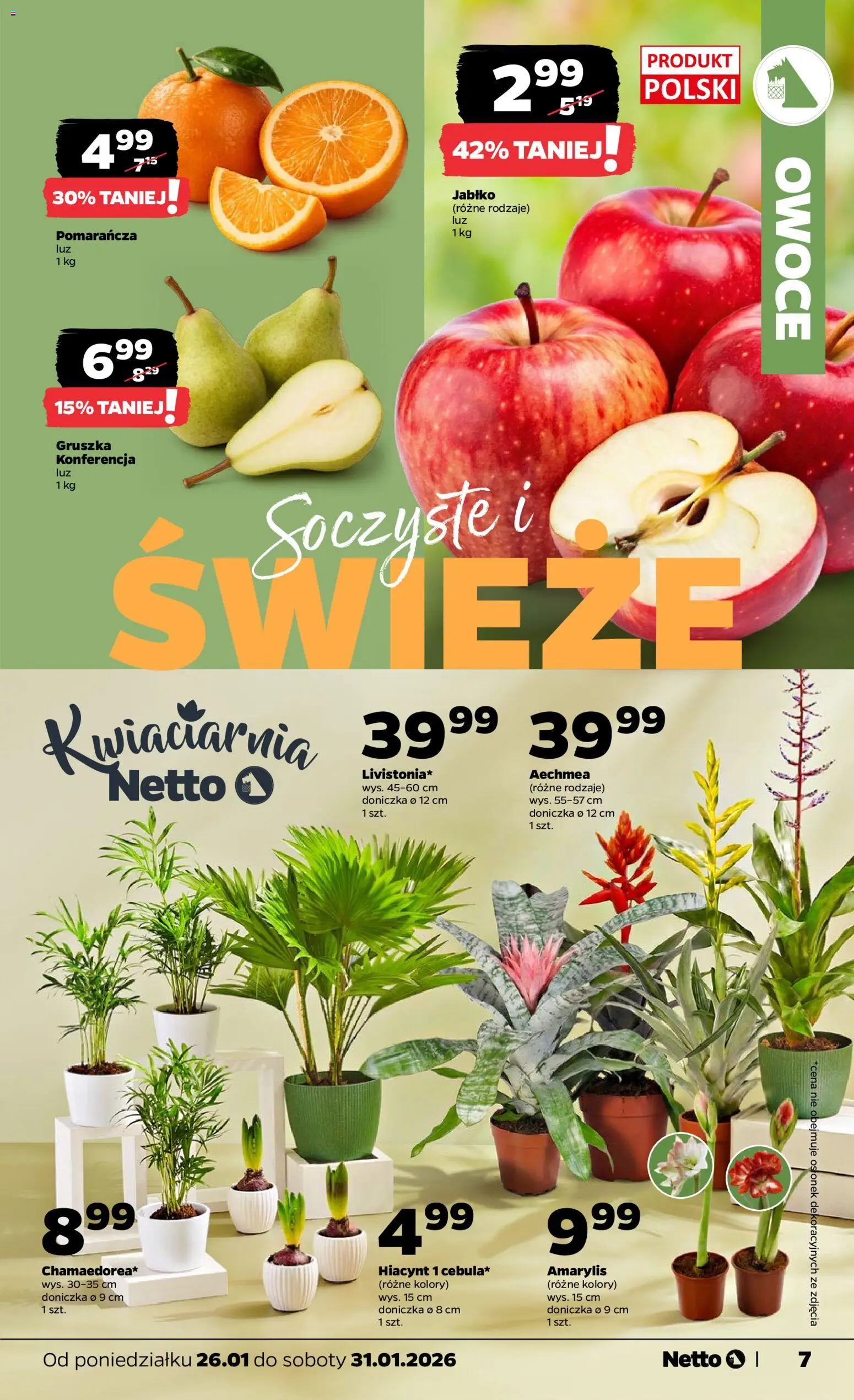 Netto gazetka - Spożywcza od 26.01.2026 | Strona: 7 | Produkty: Gruszka, Amarylis, Doniczka, Owoce