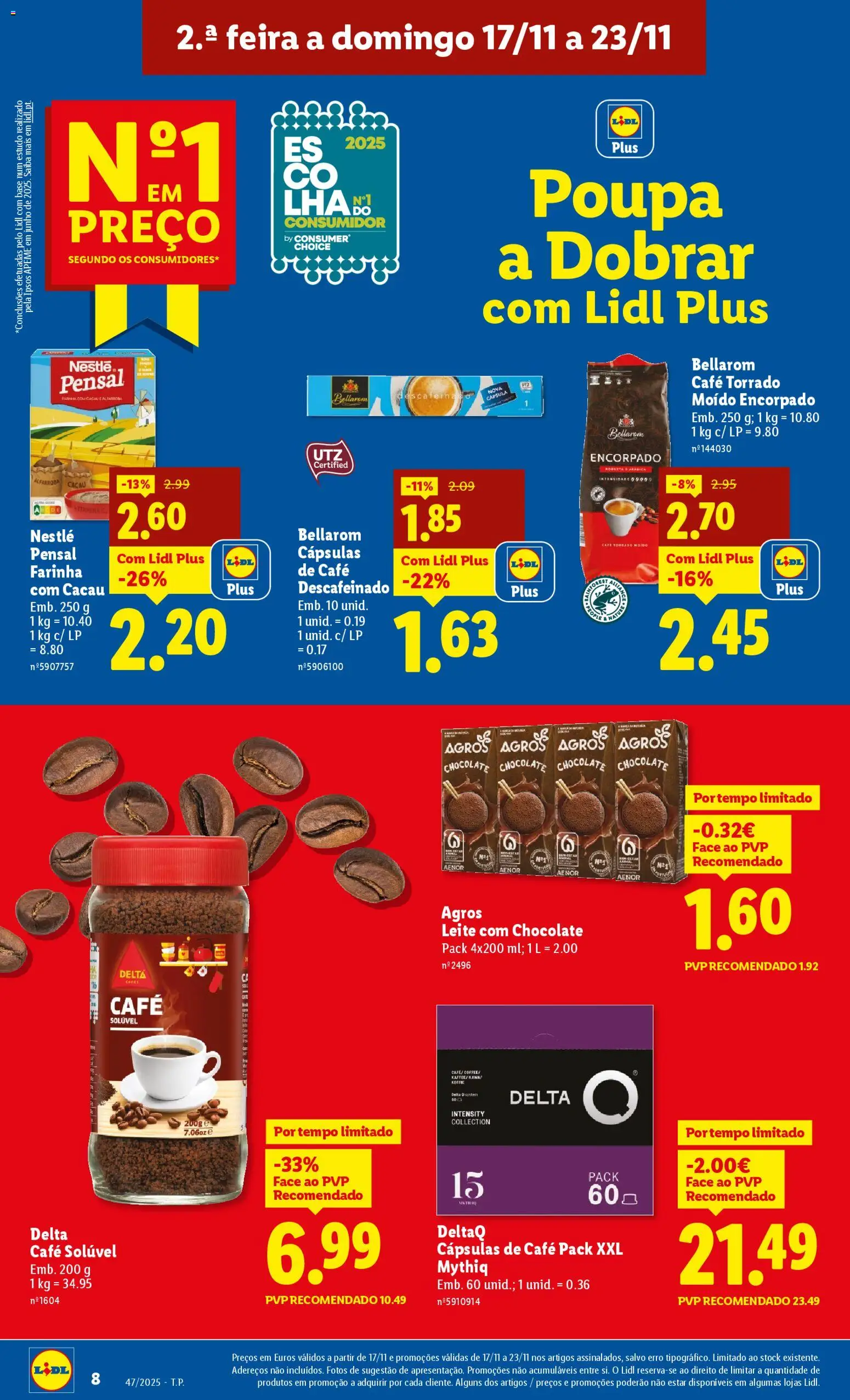 Lidl folheto │ válido de 17.11.2025 | Página: 8 | Produtos: Café solúvel, Leite, Nestlé, Chocolate