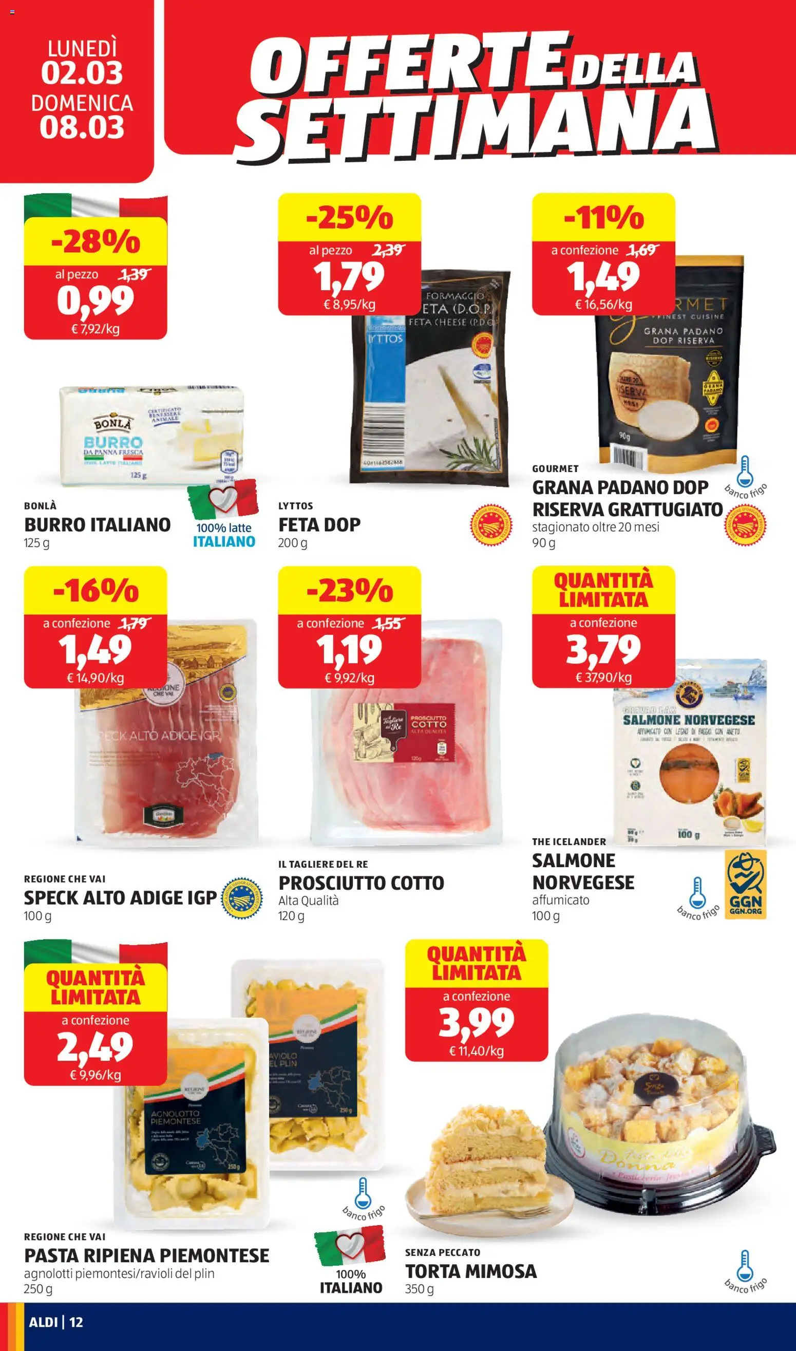 Volantino Aldi del 02.03.2026 | Pagina: 12 | Prodotti: Panna, Prosciutto, Burro, Torta