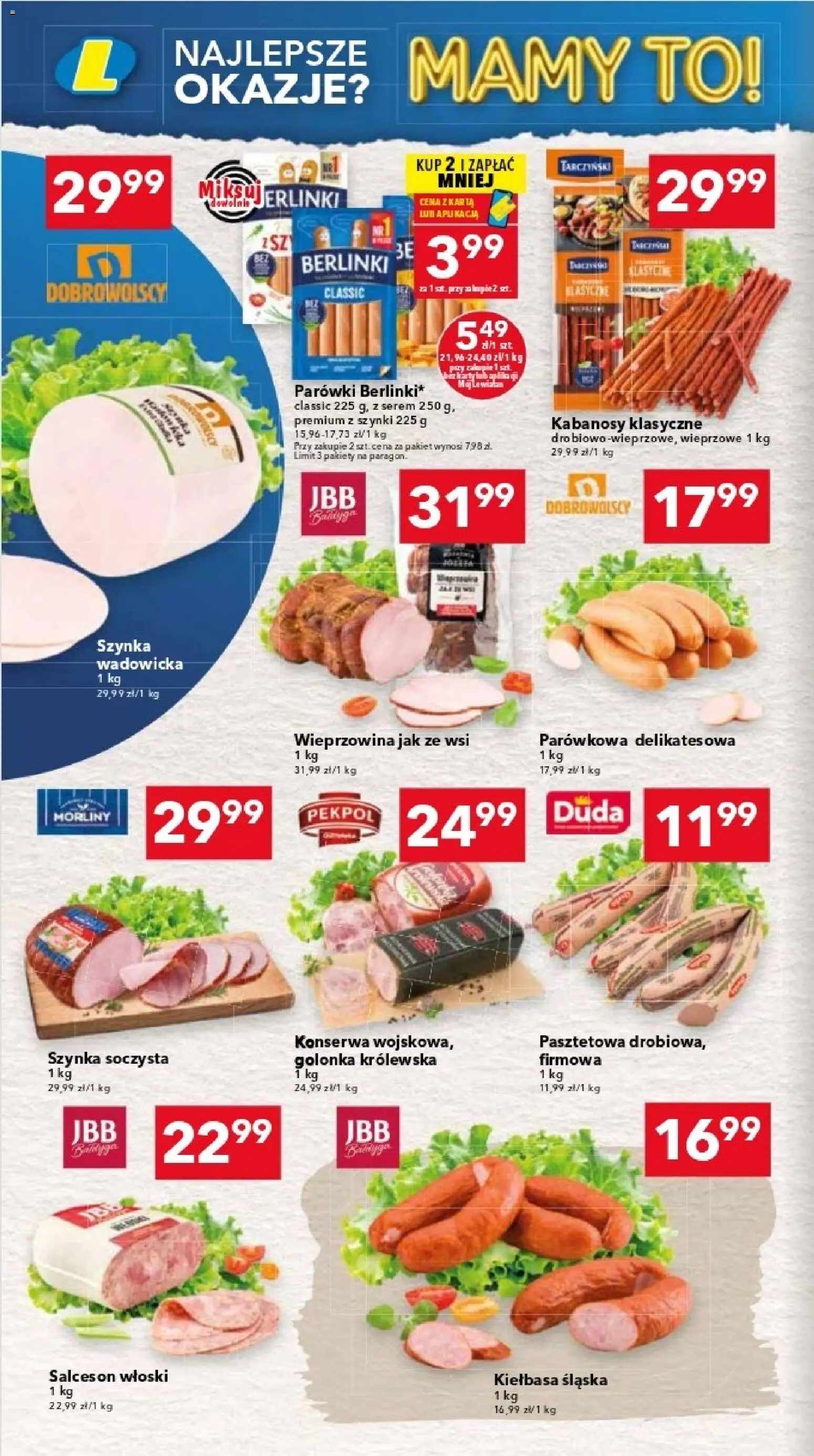 Lewiatan gazetka - Warszawa od 09.04.2026 | Strona: 2 | Produkty: Karta, Kabanosy, Parówki, Szynka