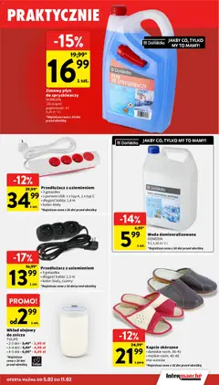 Pogląd oferty "Intermarche Gazetka" - ważna od 05.02.2026 | Strona: 41 | Produkty: Kapcie, Wkład olejowy do znicza, Przedłużacz, Woda