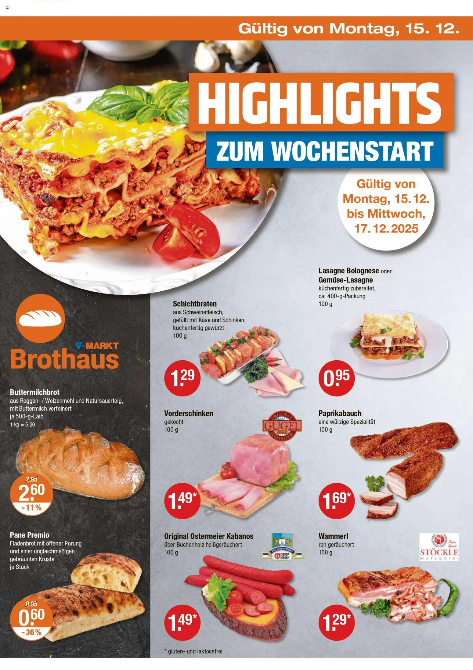 V-Markt - Schwaben / Oberbayern – gültig ab 11.12.2025 | Seite: 30 | Produkte: Buttermilch, Käse, Pane, Weizenmehl