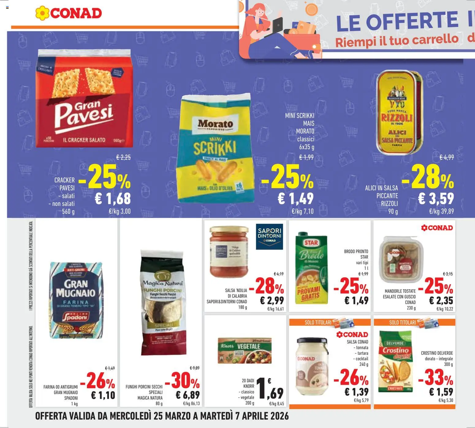 Volantino Conad del 25.03.2026 | Pagina: 32 | Prodotti: Olio, Farina, Mandorle, Alici
