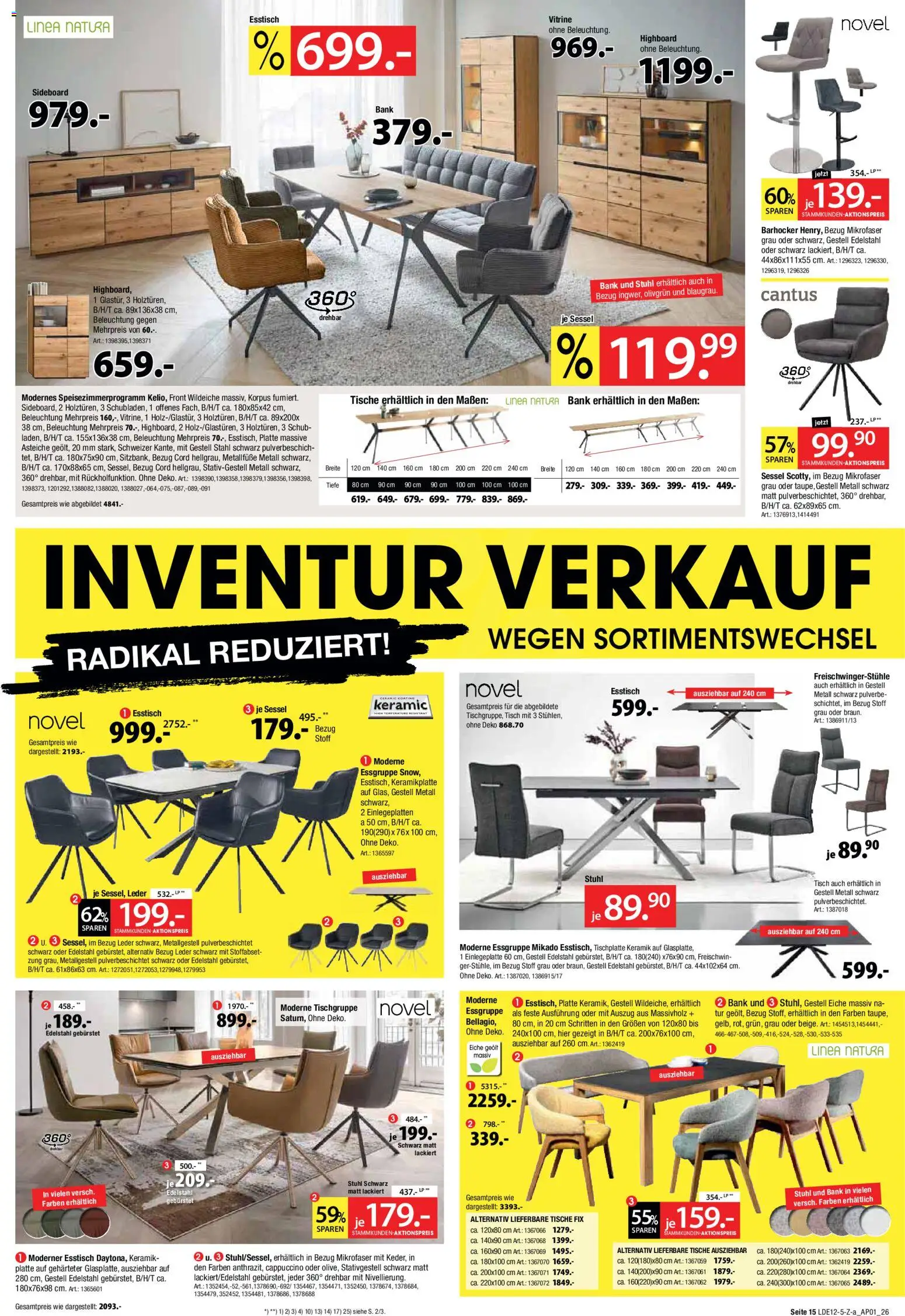 Zurbrüggen - Set One by Musterring Rabatt – gültig ab 16.12.2025 | Seite: 15 | Produkte: HIghboard, Esstisch, Vitrine, Tür