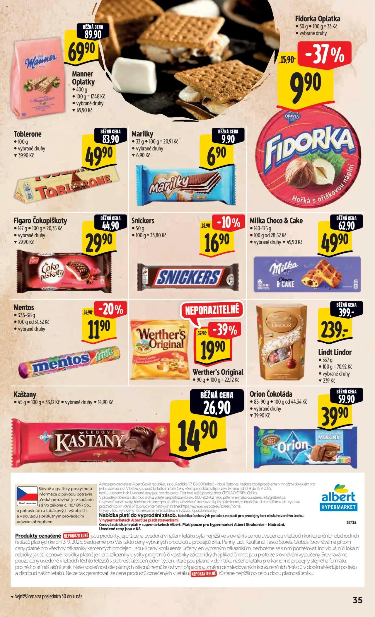 Albert leták - Strakonice od 10.09.2025 | Strana: 43 | Produkty: Milka, Piškoty, Lindt lindor, Oplatky