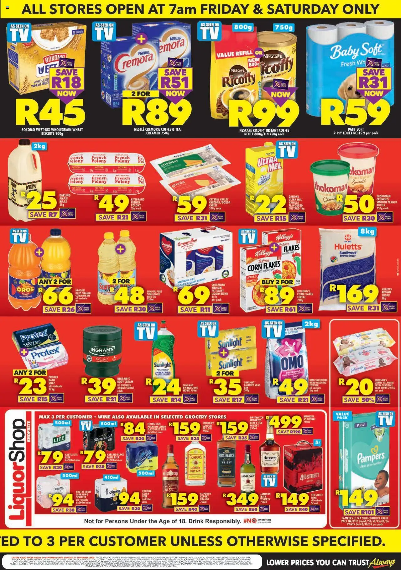 New Shoprite catalogue – valid from 19.09.2025 | Page: 2 | Products: Squash, Biscuits, Gin, Soap
