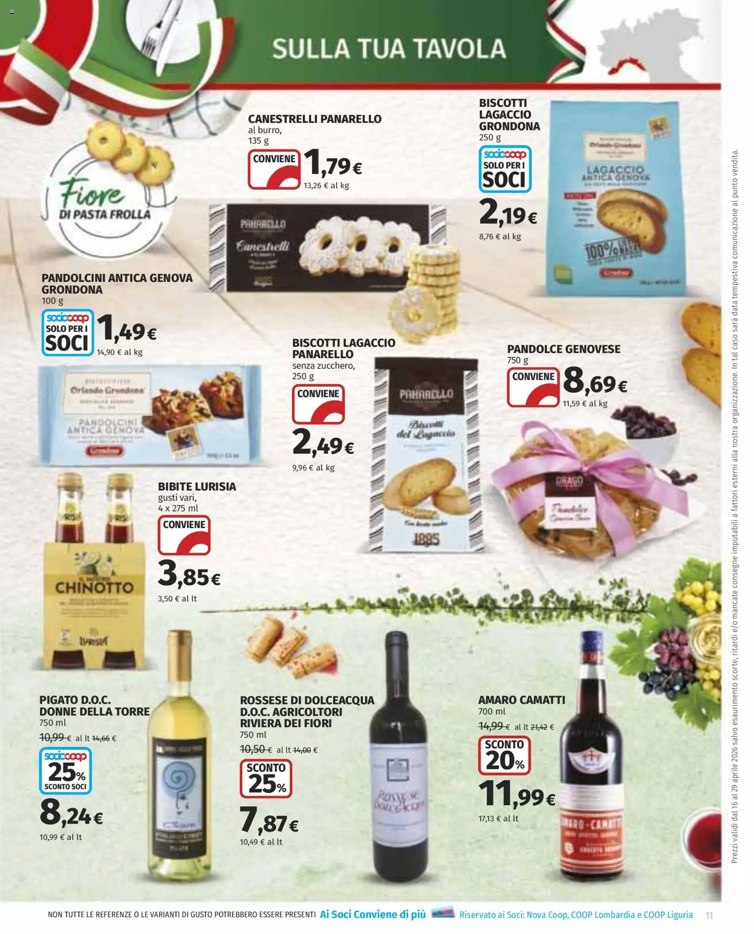 Volantino COOP del 16.04.2026 | Pagina: 11 | Prodotti: Chinotto, Biscotti, Canestrelli, Amaro