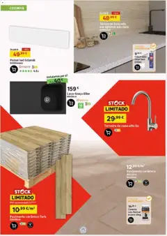 Pré-visualização Leroy Merlin Catálogo válido de 19.02.2026 | Página: 15 | Produtos: Pavimento cerâmico, Bancada, Torneira, Cimento