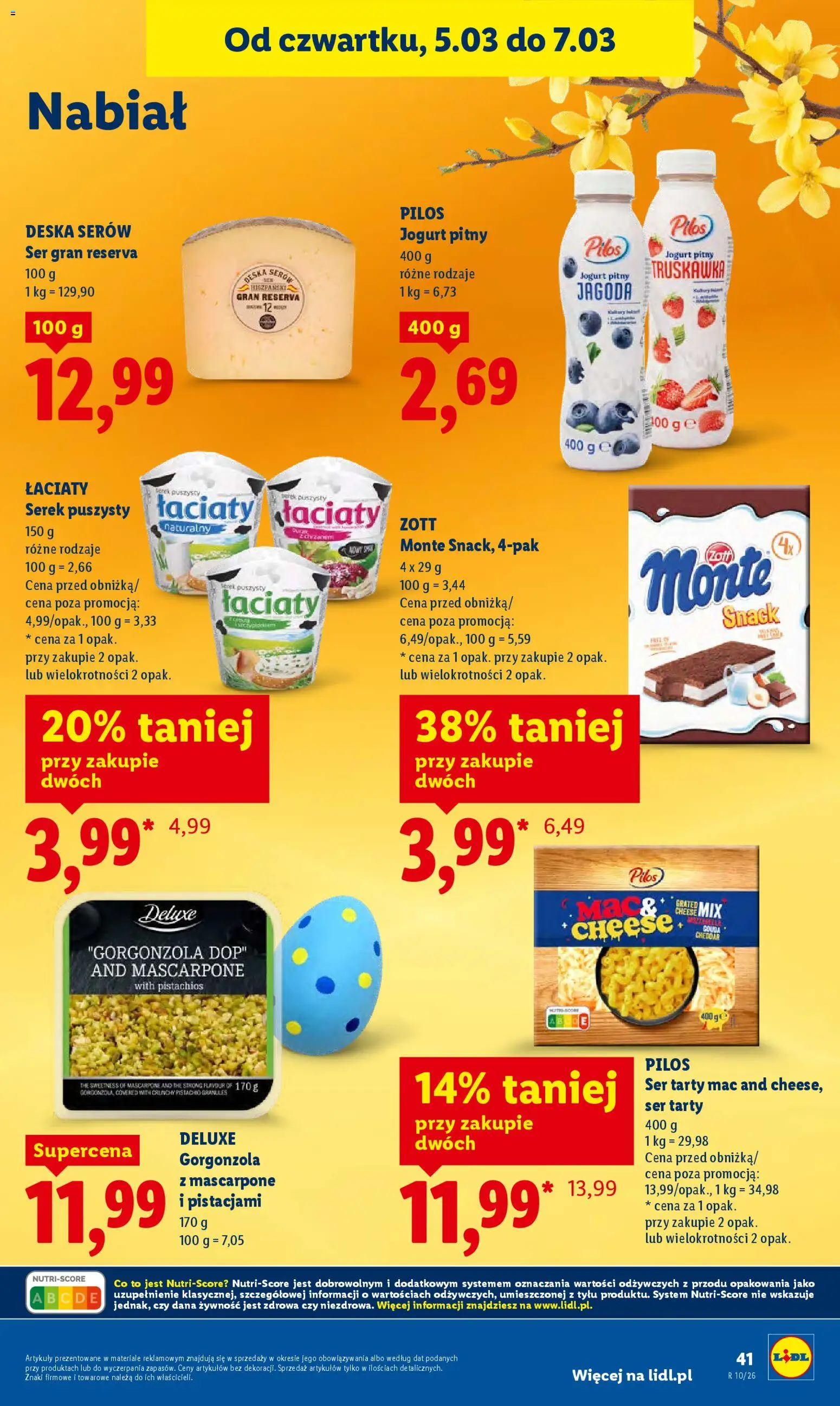 Lidl Polsko leták od 05.03.2026 | Strana: 43 | Produkty: Jogurt, Deluxe, Gorgonzola, Cheddar