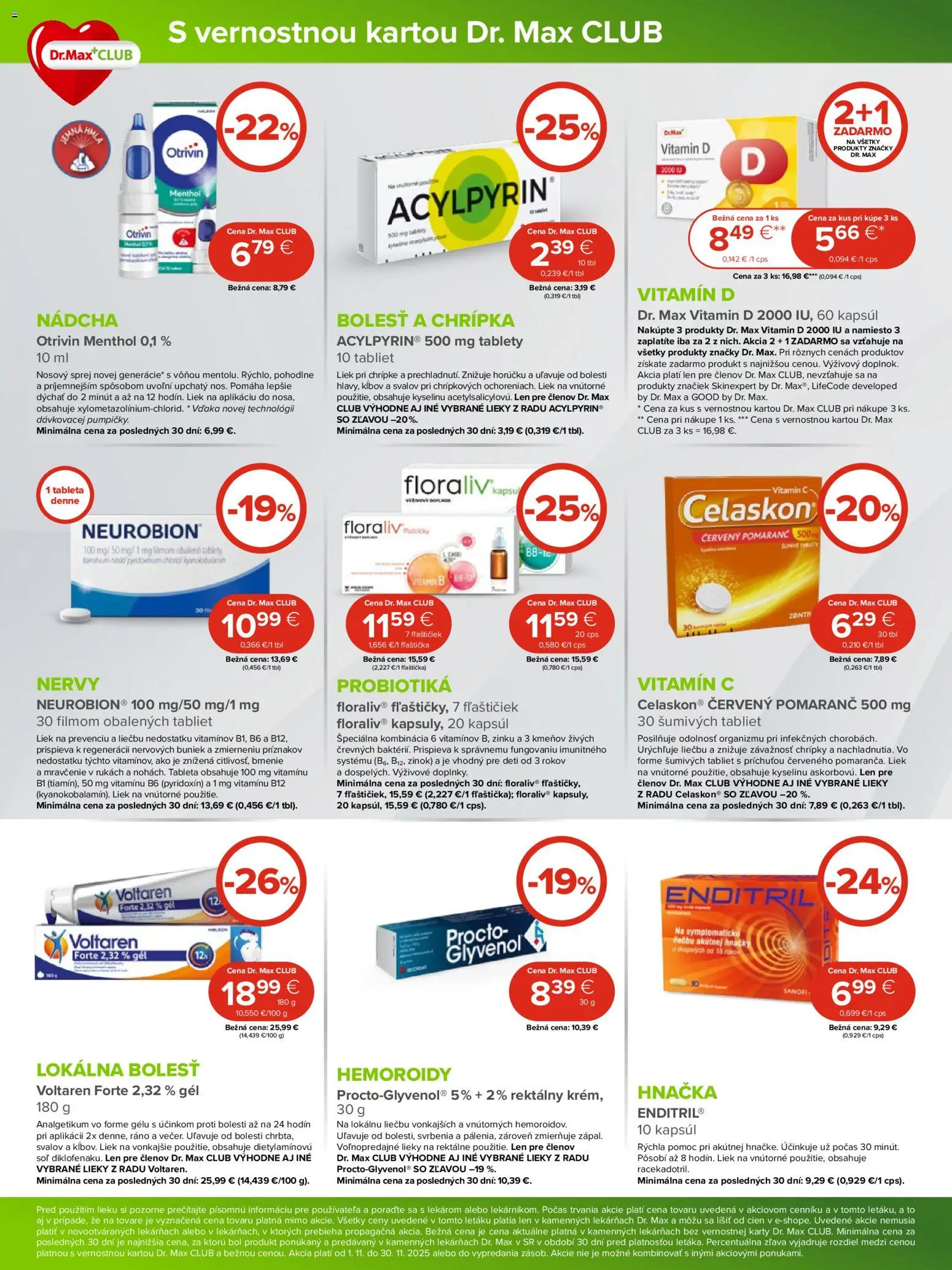 Nové Dr. Max akcie – leták je platný od 01.11.2025 | Strana: 3 | Produkty: Voltaren, Soľ
