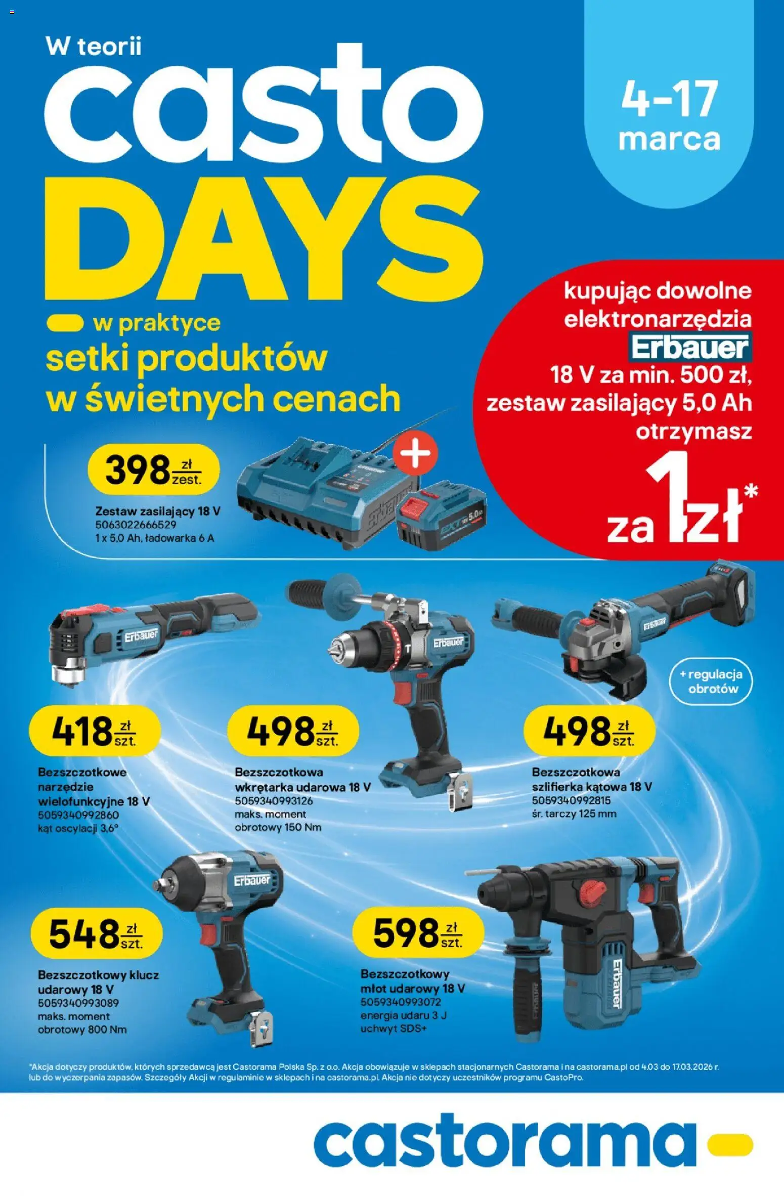 Castorama gazetka od 04.03.2026 | Strona: 1 | Produkty: Ładowarka, Szlifierka