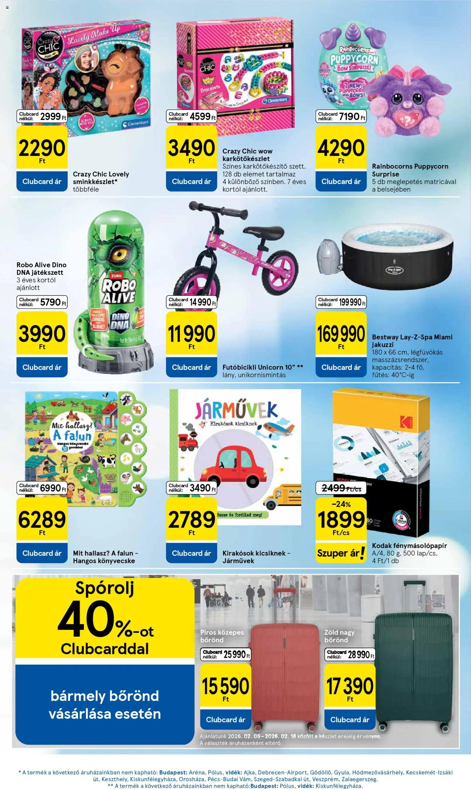 Tesco akciós ujság - amely érvényes a következő dátumtól: 05.02.2026 | Oldal: 29 | Termékek: Bőrönd, Fénymásolópapír, Jakuzzi