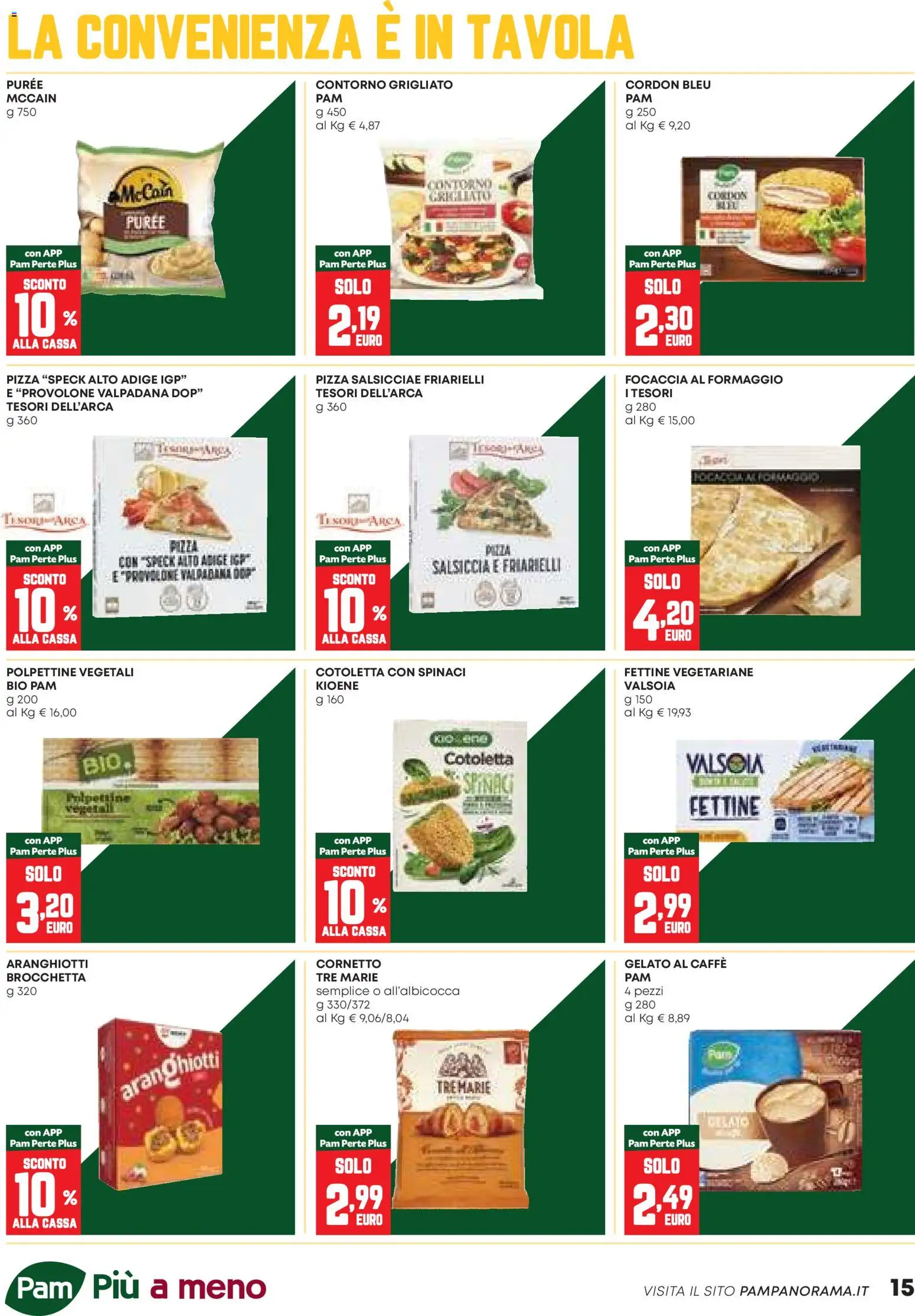 Volantino PAM del 26.03.2026 | Pagina: 15 | Prodotti: Caffè, Focaccia, Gelato, Spinaci