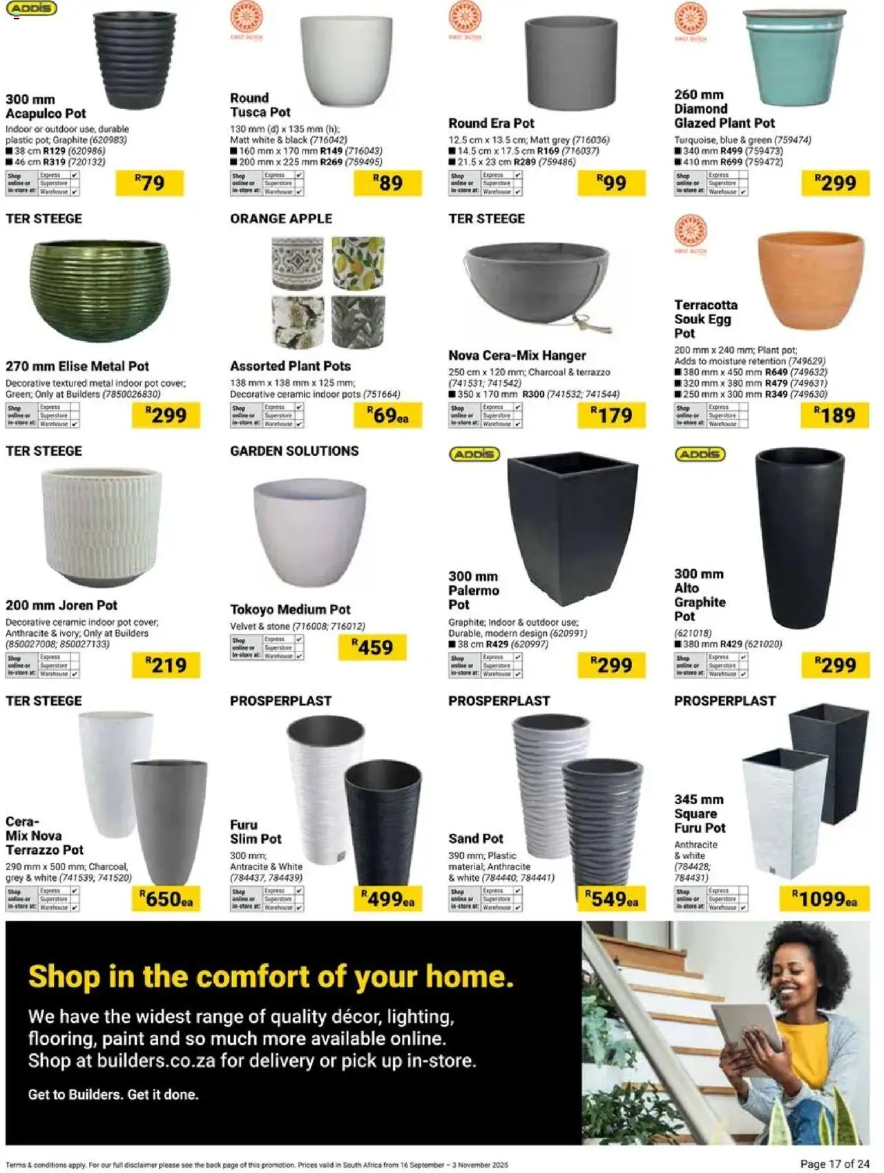 New Builders catalogue – valid from 16.09.2025 | Page: 17 | Products: Paint, Pots