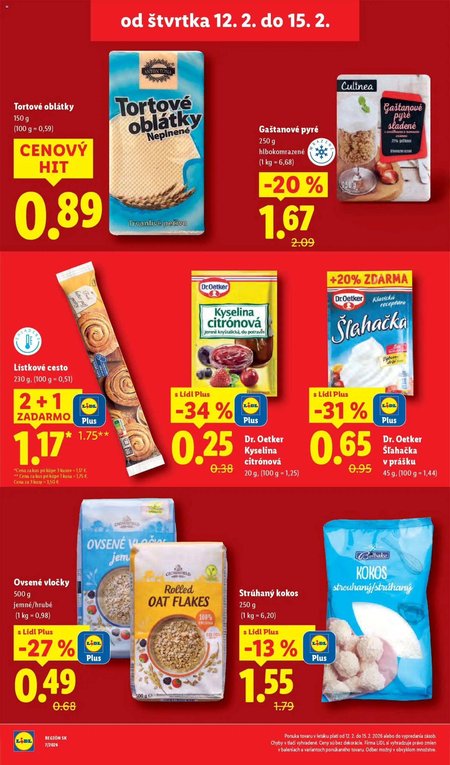 Nové Lidl akcie – leták je platný od 12.02.2026 | Strana: 36 | Produkty: Lístkové cesto, Vločky, Šľahačka
