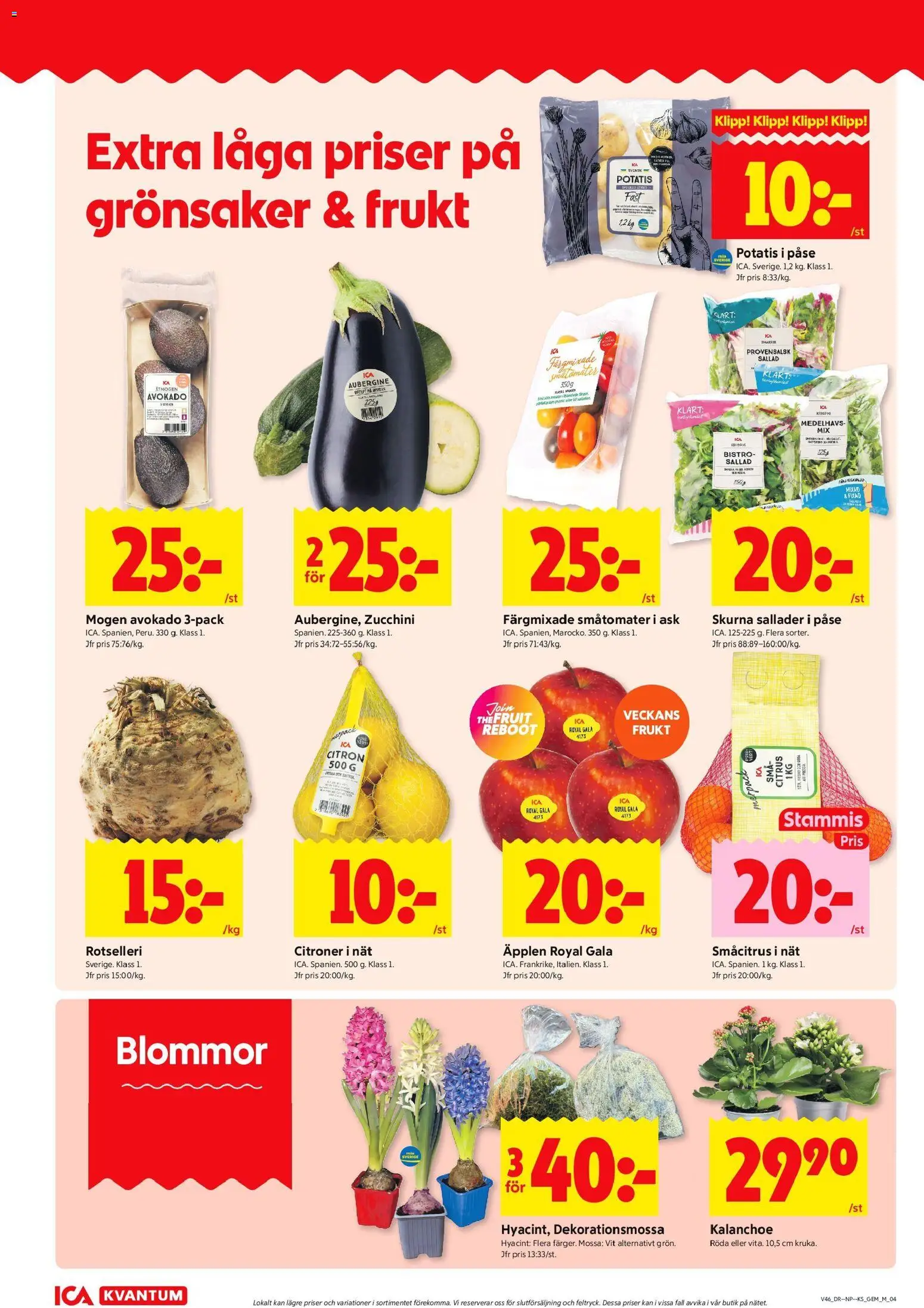 ICA Kvantum reklamblad aktuell från 10.11.2025 | Sida: 4 | Produkter: Äpplen, Mössa, Citron, Aubergine