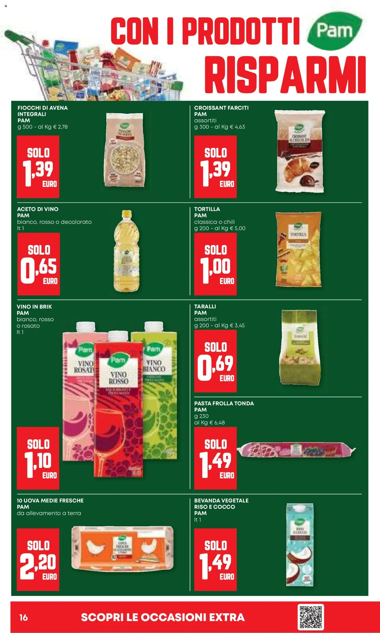 Volantino PAM del 20.11.2025 | Pagina: 16 | Prodotti: Fiocchi, Cocco, Taralli, Vino bianco