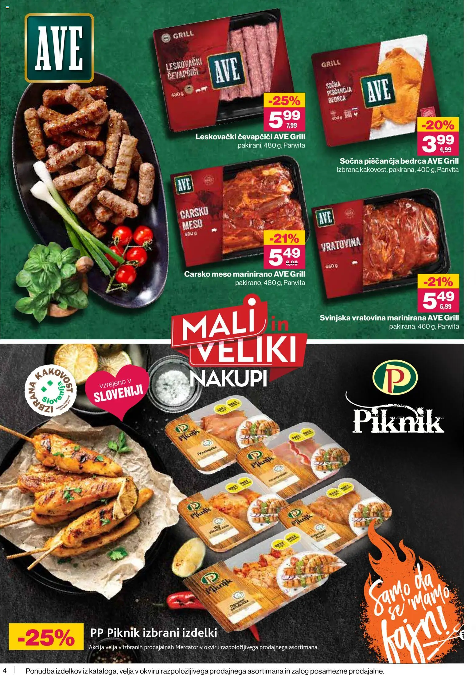 Novi Mercator katalog ponudbe – veljaven od 23.04.2026 | Stran: 4 | Izdelki: Čevapčiči, Vratovina, Grill