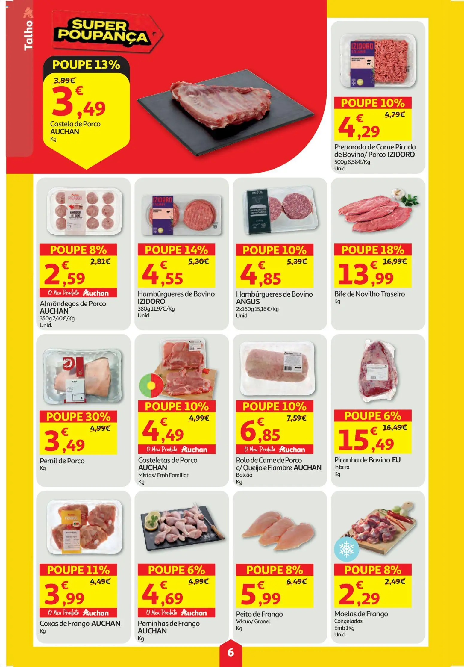 Auchan folheto │ válido de 15.01.2026 | Página: 6 | Produtos: Peito de frango, Frango, Pernil, Moelas