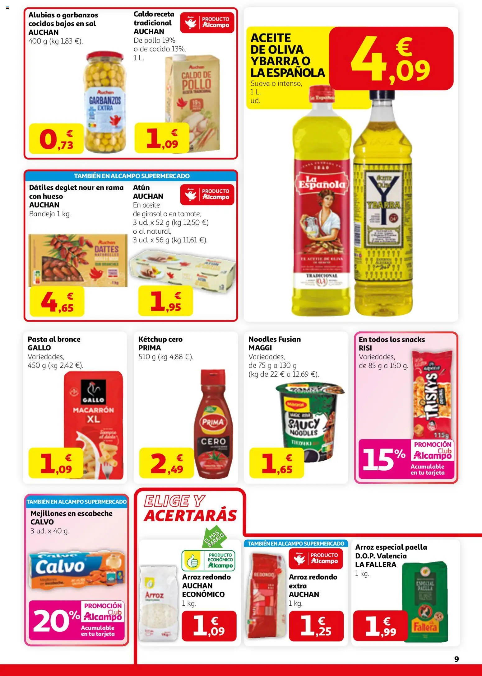 Alcampo  HPU Actívate en Primavera │ válido desde el 12.03.2026 | Página: 9 | Productos: Aceite, Arroz, Pasta, Bandeja