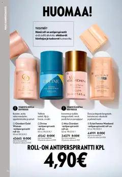 Giordani Gold Woman -antiperspirantti roll-on, Ikoninen, mutta raikas mandariini, appelsiininkukka ja patsuli – voimassa 14.09.2025 alkaen | Sivu: 26 | Tuotteet: Antiperspirantti
