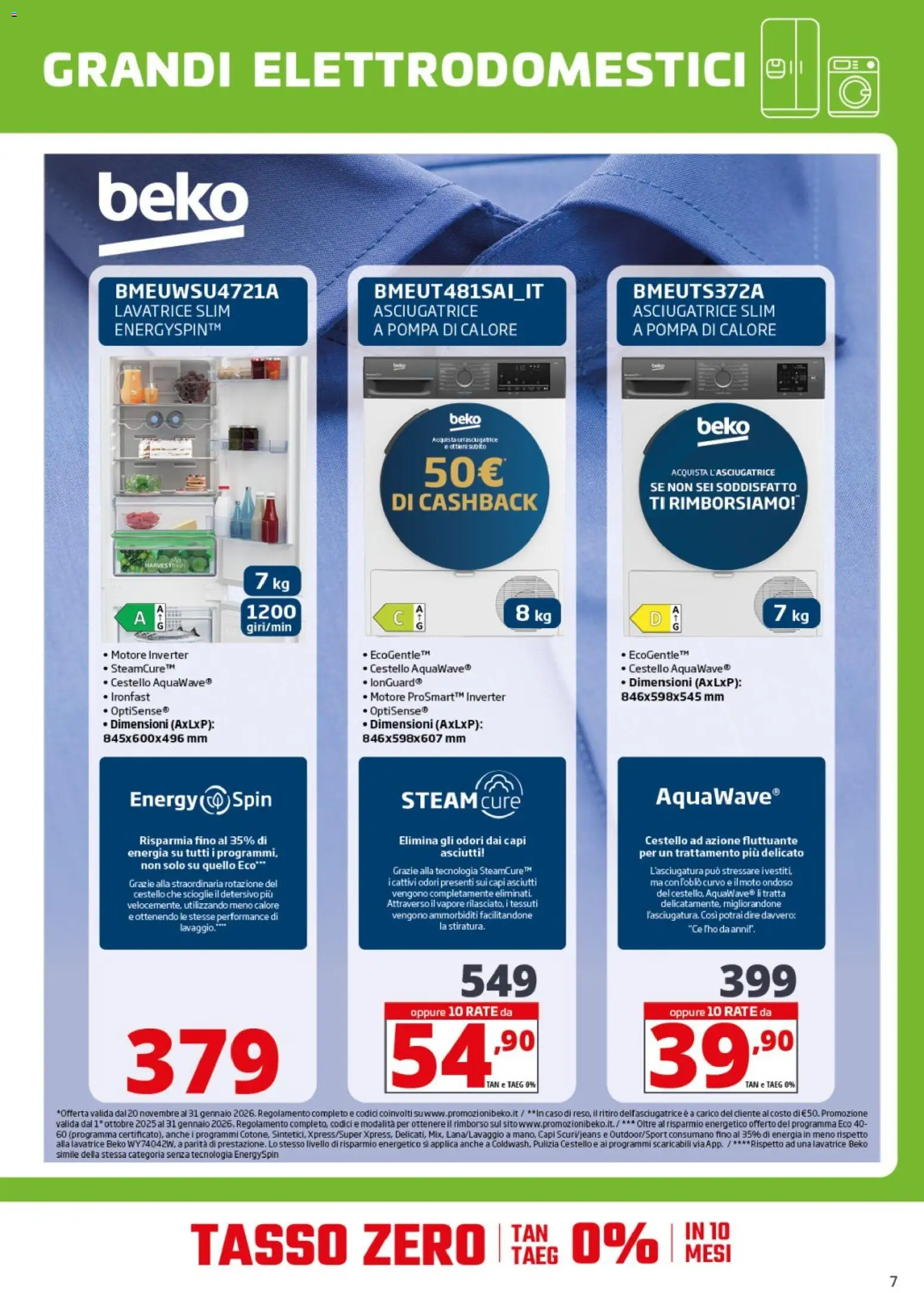 Volantino Comet del 23.01.2026 | Pagina: 7 | Prodotti: Lavatrice, Asciugatrice