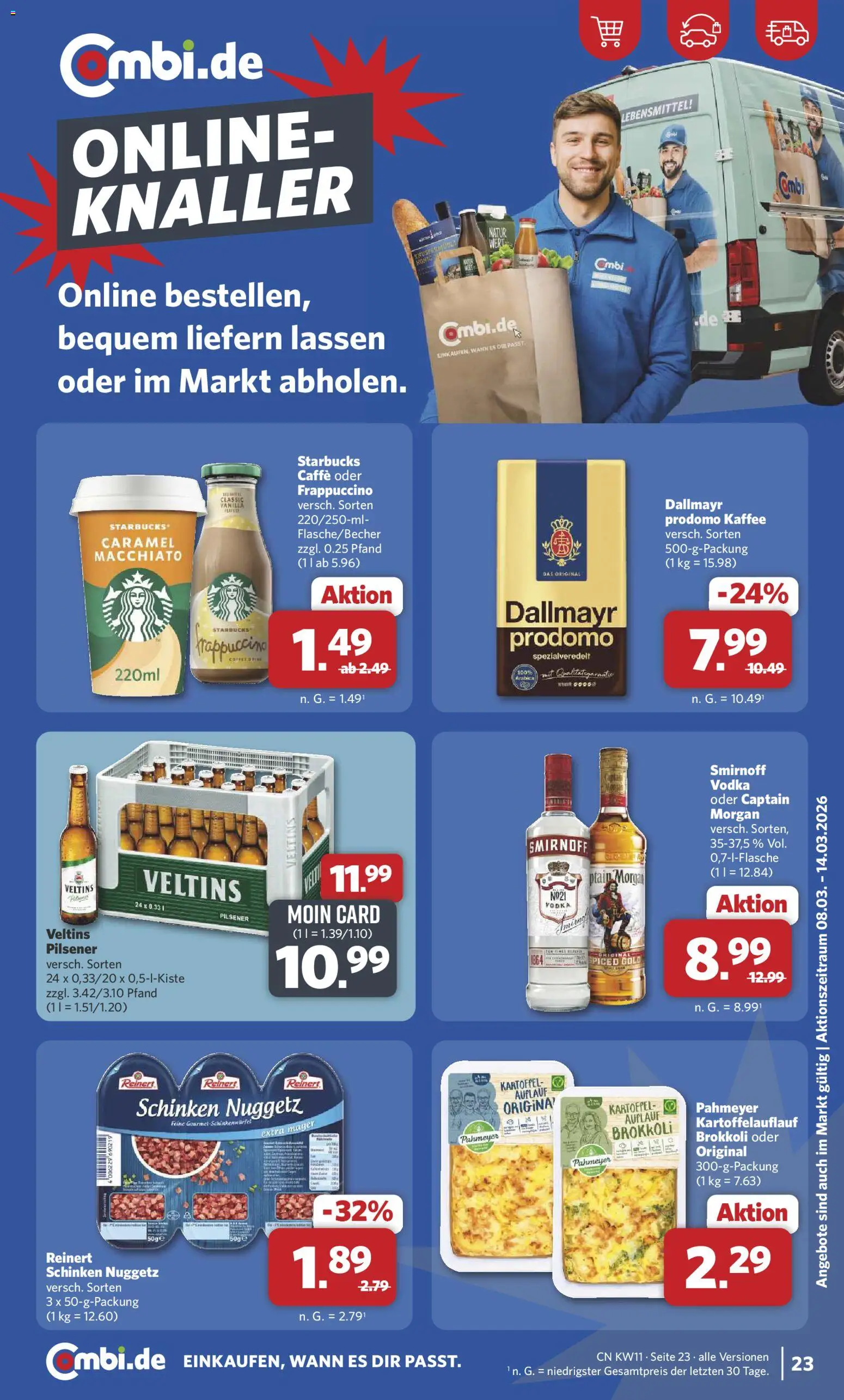 Combi Prospekt 	 – gültig ab 09.03.2026 | Seite: 26 | Produkte: Kaffee, Smirnoff, Captain morgan, Schinken