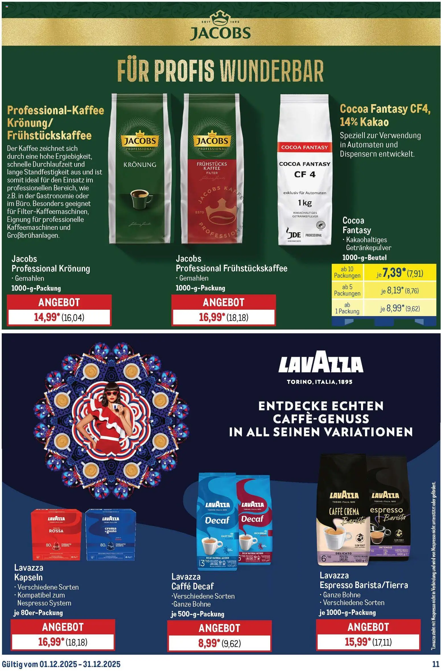 Metro Monats-Menü – gültig ab 01.12.2025 | Seite: 11 | Produkte: Lavazza, Kaffee