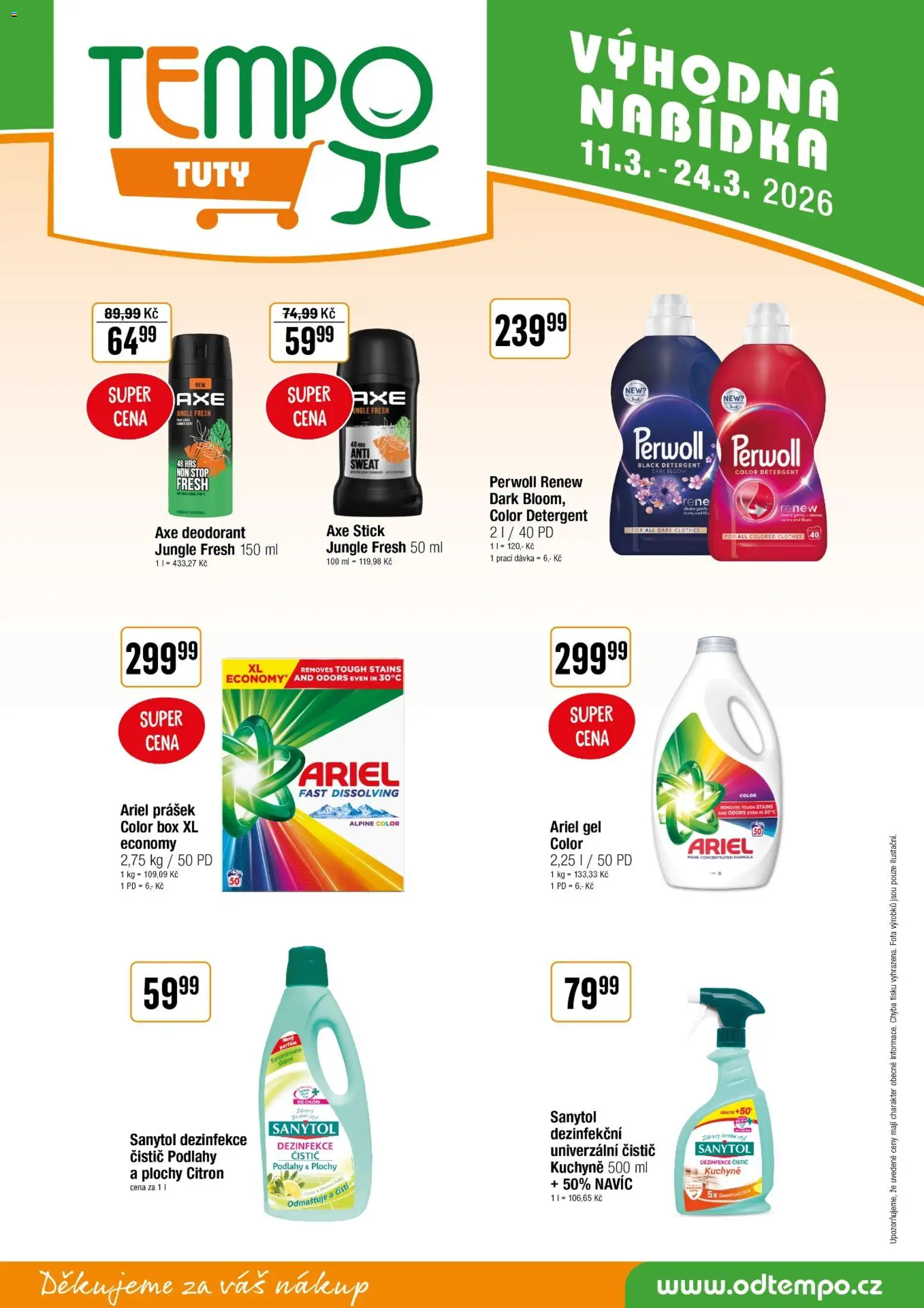 Tempo leták - Tuty od 11.03.2026 | Strana: 14 | Produkty: Deodorant, Box, Kuchyně, Sanytol