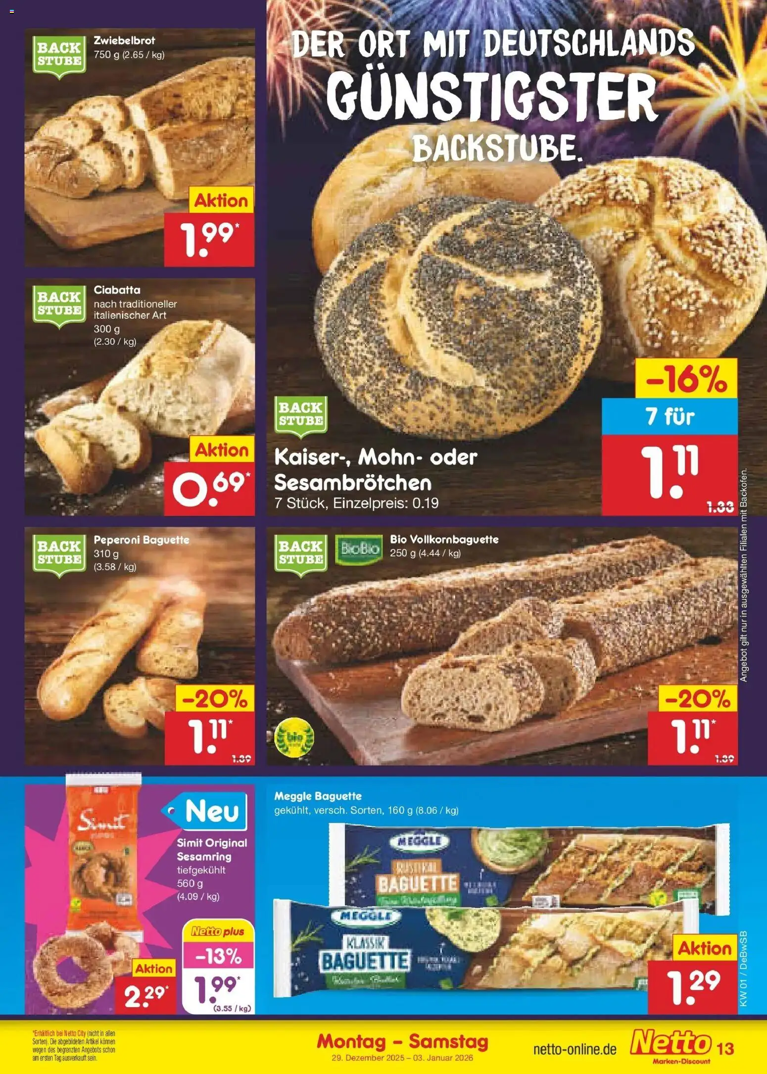 Netto Marken-Discount prospekt Waiblingen-Bittenfeld	 – gültig ab 28.12.2025 | Seite: 13 | Produkte: Baguette, Backofen
