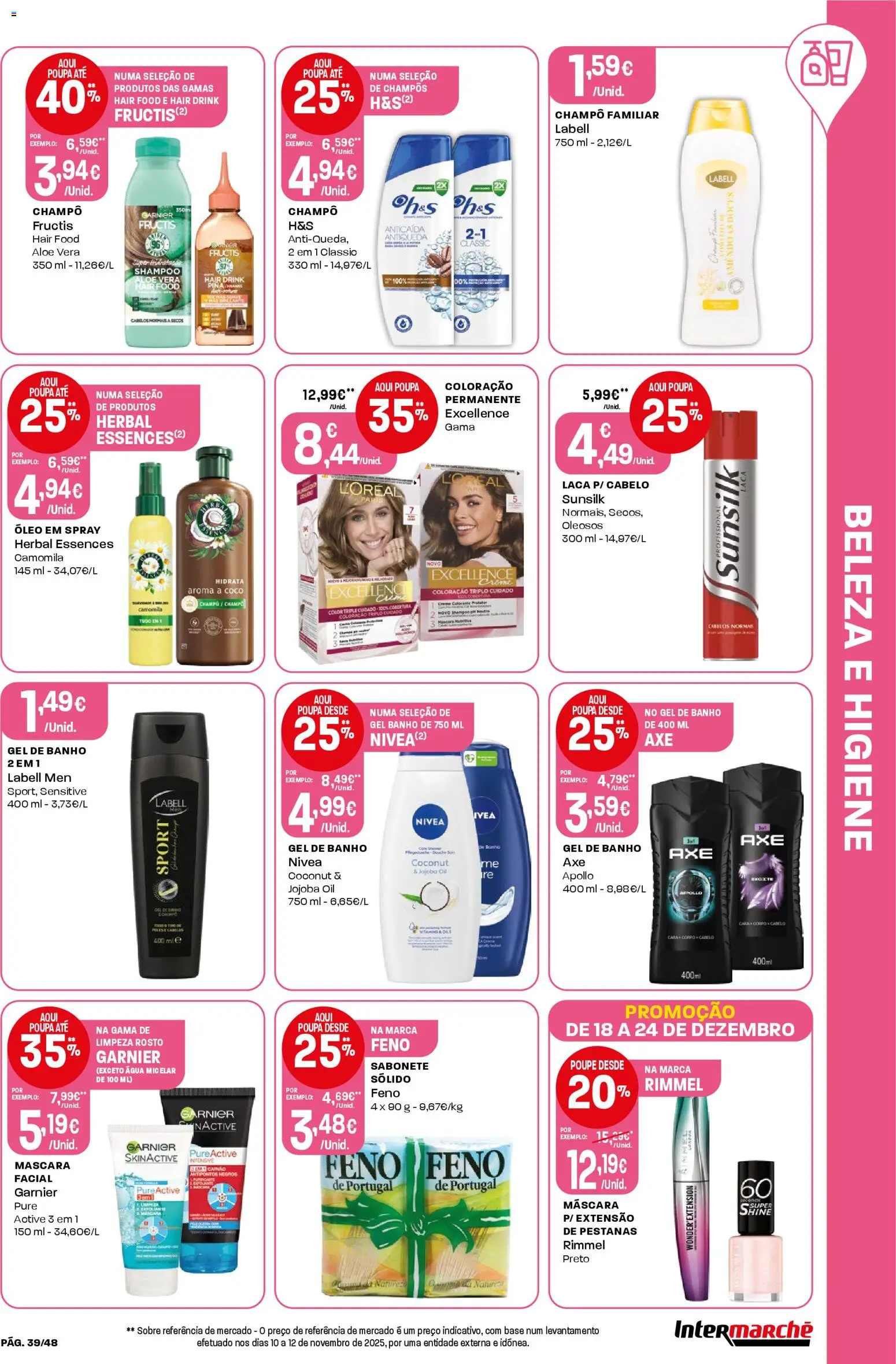 Intermarché folheto │ válido de 18.12.2025 | Página: 39 | Produtos: Amêndoas, Shampoo, Base, Óleo