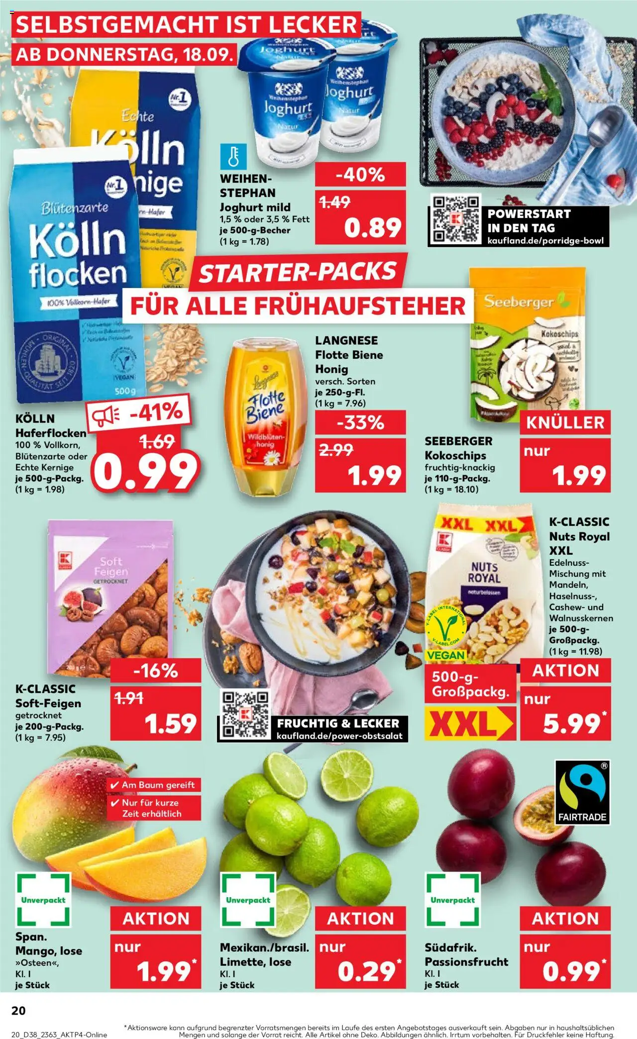 Kaufland prospekt Bremen	 – gültig ab 18.09.2025 | Seite: 20 | Produkte: Kolln, Joghurt, Mango, Flocken