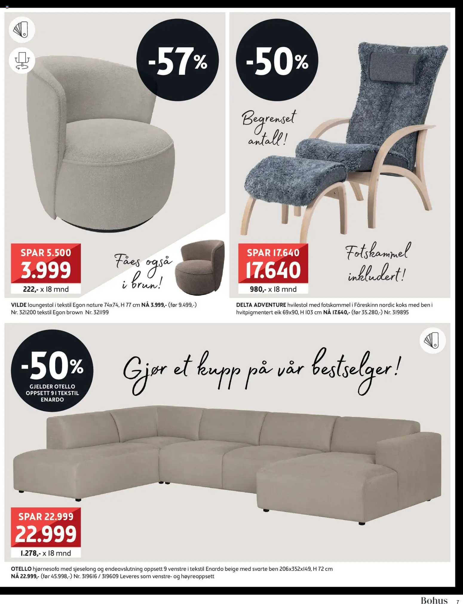 {H1} | Side: 7 | Produkter: Hvilestol, Sjeselong