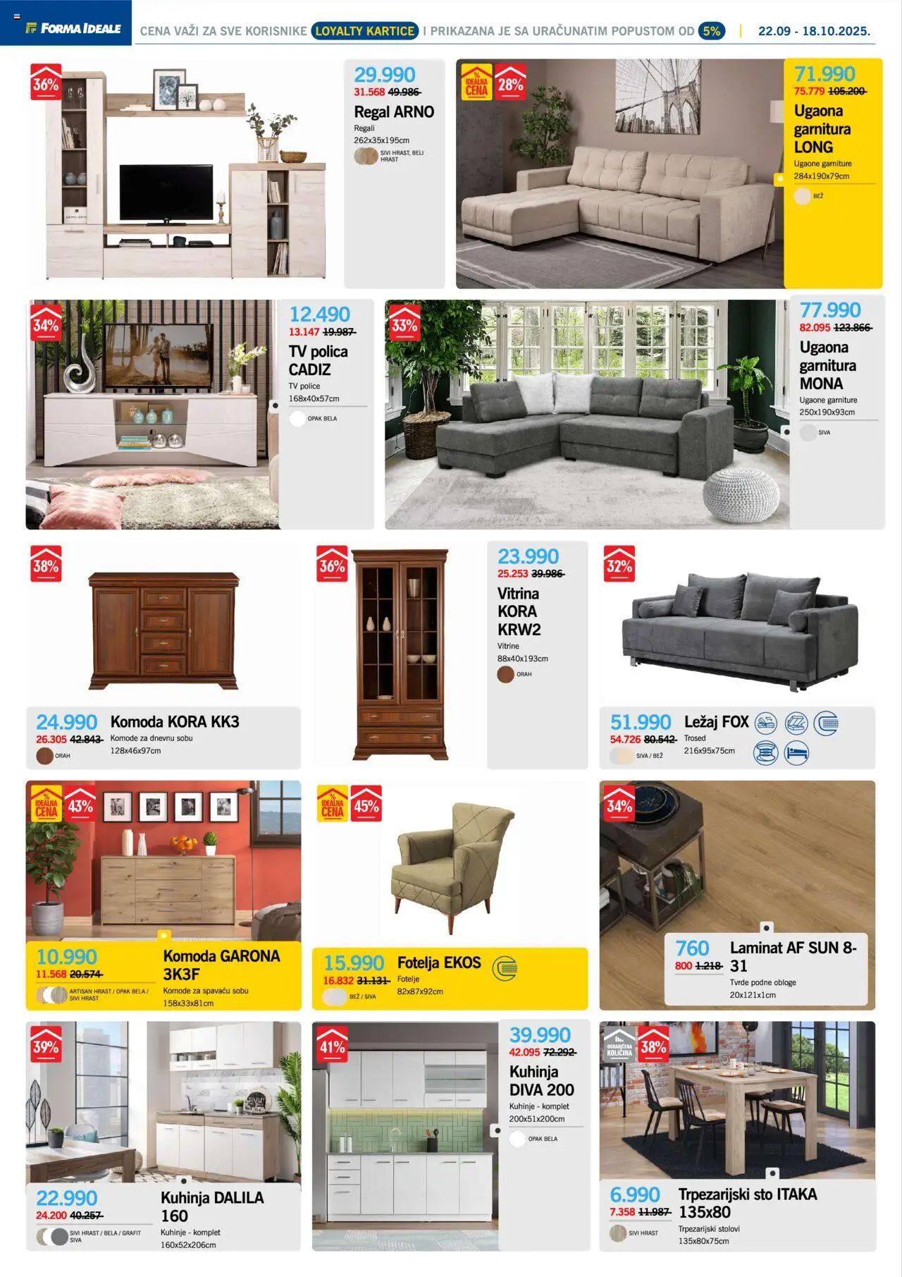 Forma Ideale katalog - važi od 22.09.2025 | Strana: 3 | Proizvode: Fotelja, TV polica, Trpezarijski sto, Orah