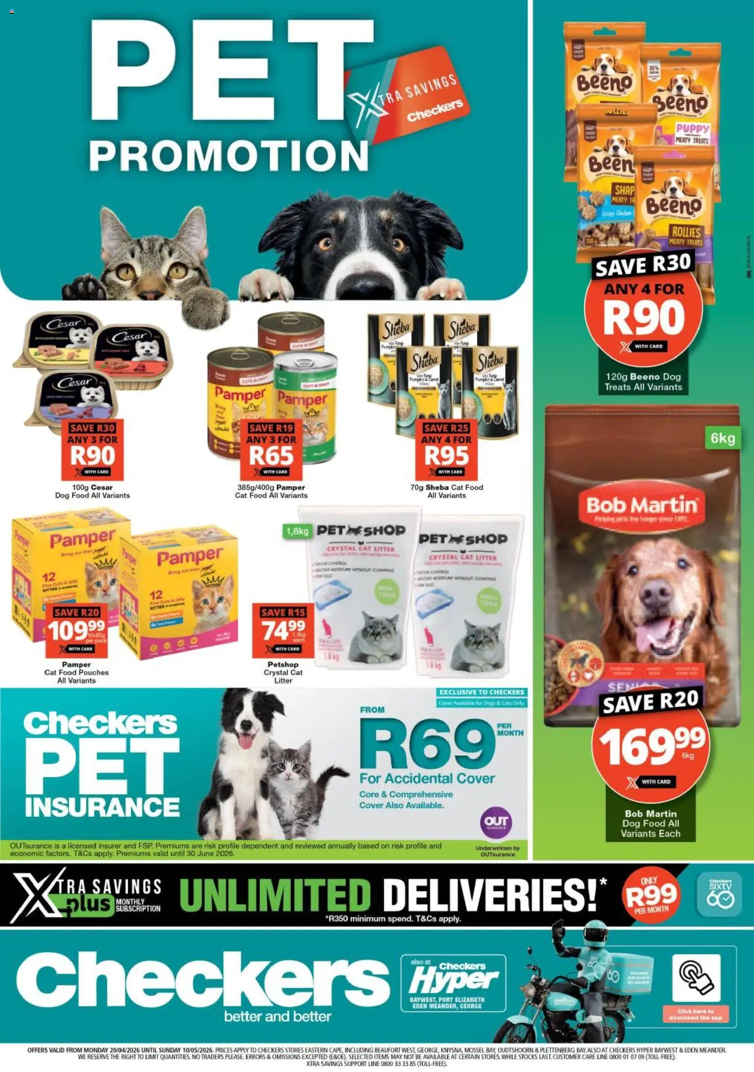 New Checkers catalogue – valid from 20.04.2026 | Page: 1 | Products: Cover, Cat food, Dog food, Cat litter