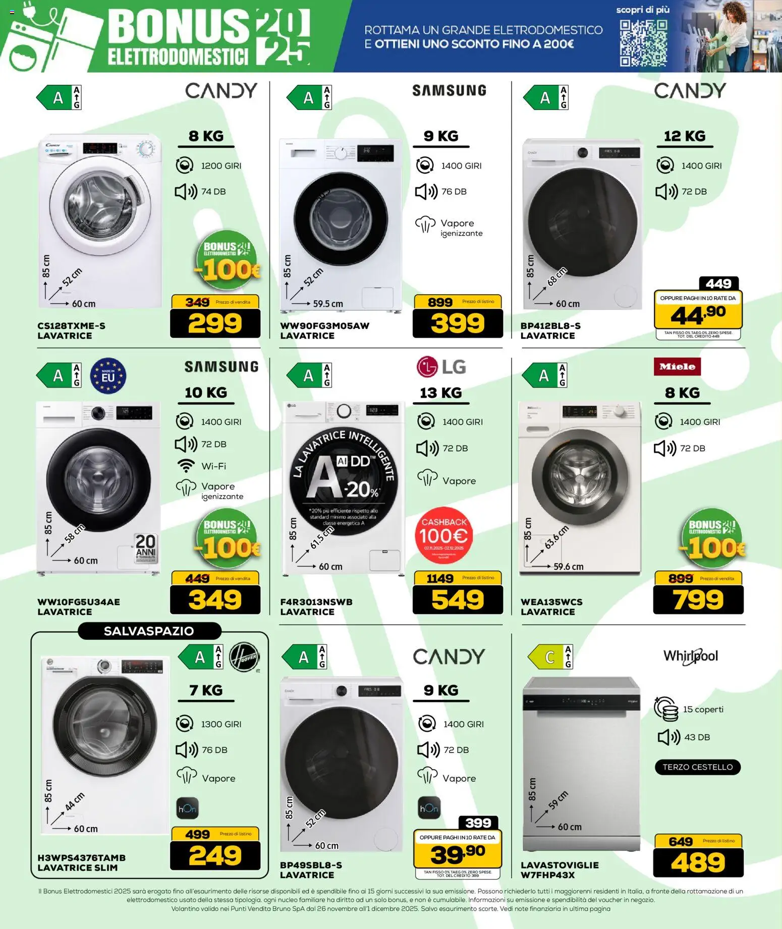 Volantino Euronics del 26.11.2025 | Pagina: 14 | Prodotti: Lavatrice, Lavastoviglie, Miele, Samsung