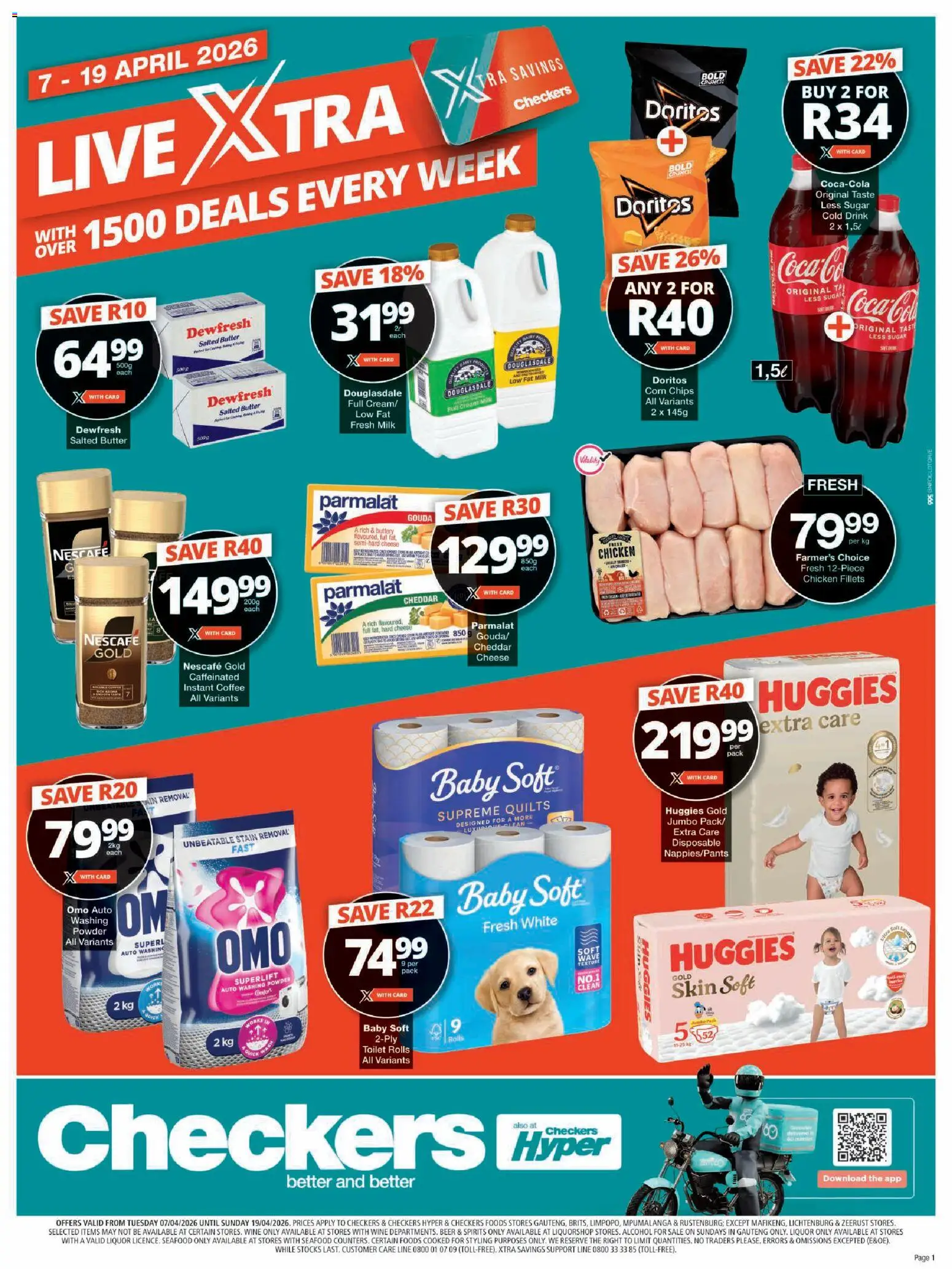 New Checkers catalogue – valid from 07.04.2026 | Page: 1 | Products: Toilet, Coffee, Chips, Washing powder
