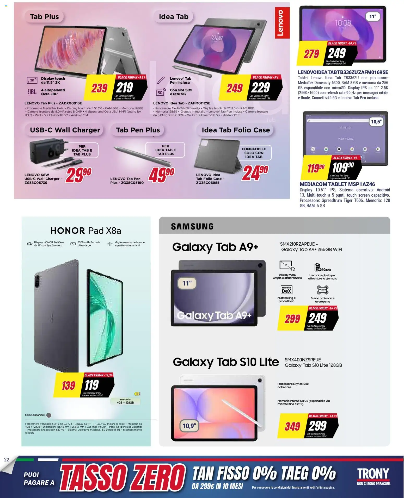 Volantino Trony volantino Sardegna del 19.03.2026 | Pagina: 21 | Prodotti: Tablet, Fotocamera, Fan, Batteria