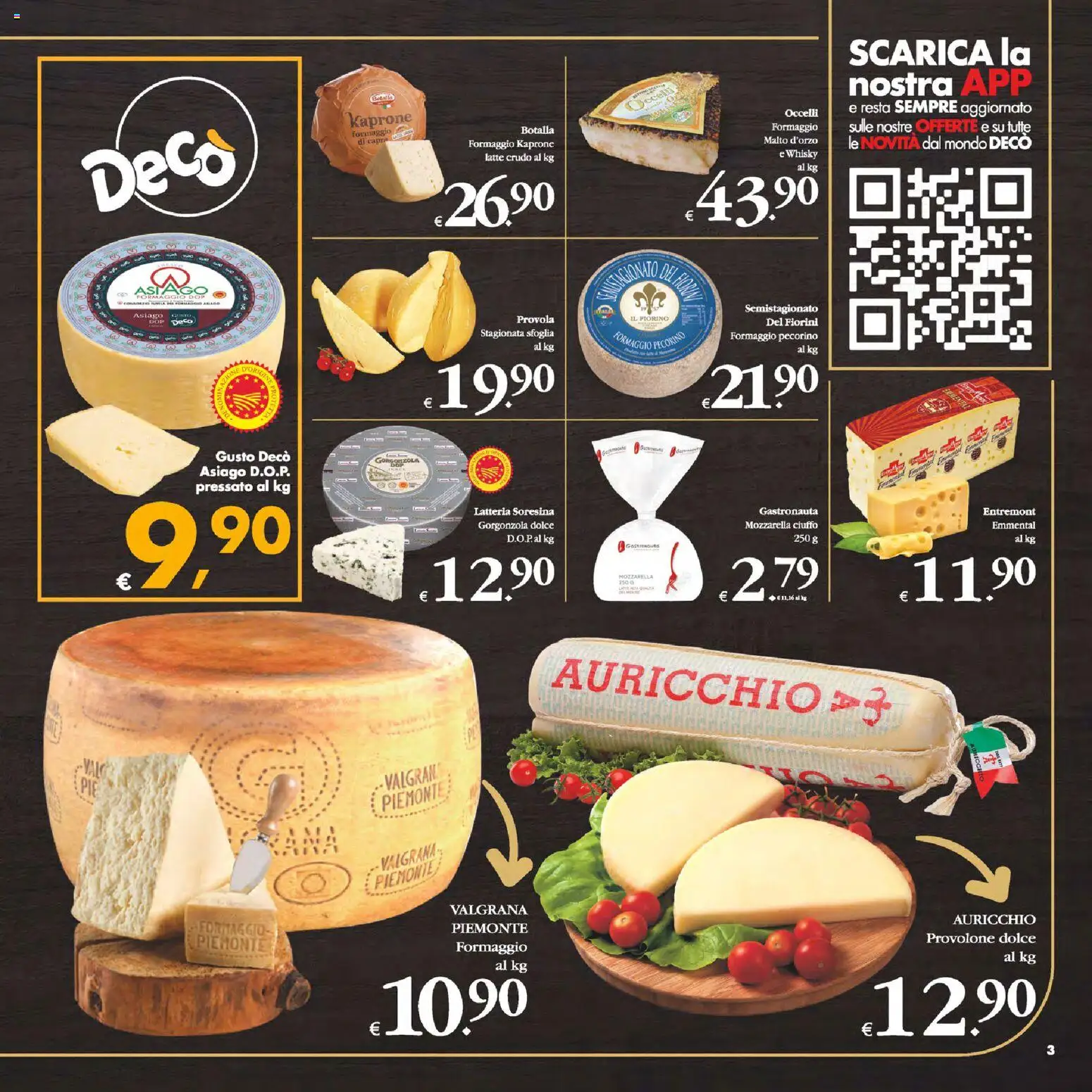 Volantino Decò del 25.11.2025 | Pagina: 3 | Prodotti: Mozzarella, Formaggio, Gorgonzola, Emmental
