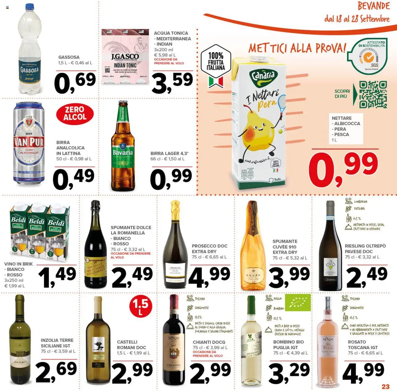 Volantino Todis del 18.09.2025 | Pagina: 23 | Prodotti: Birra, Acqua, Pesca, Aperitivo