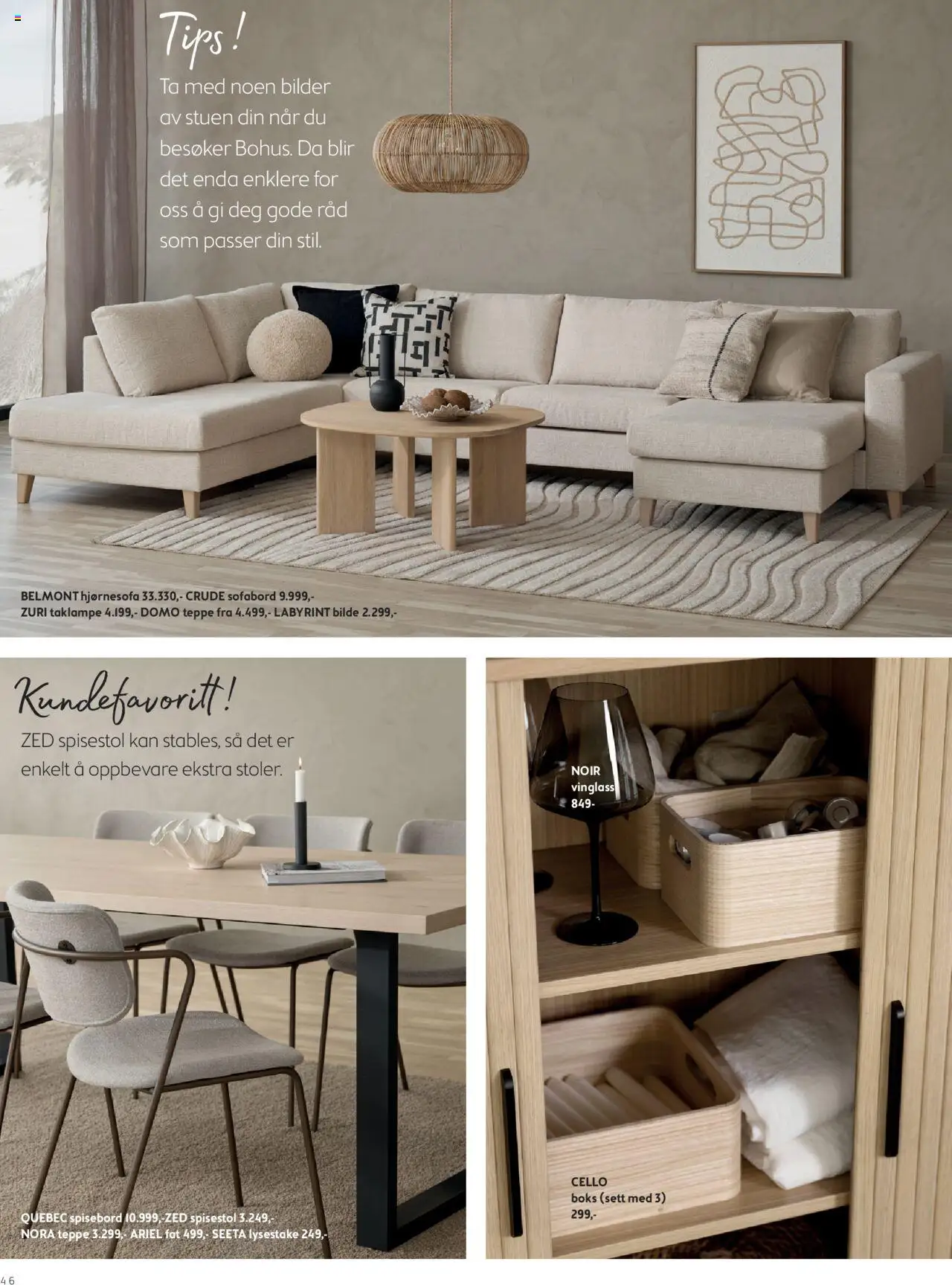  | Side: 46 | Produkter: Taklampe, Spisebord, Spisestol, Teppe