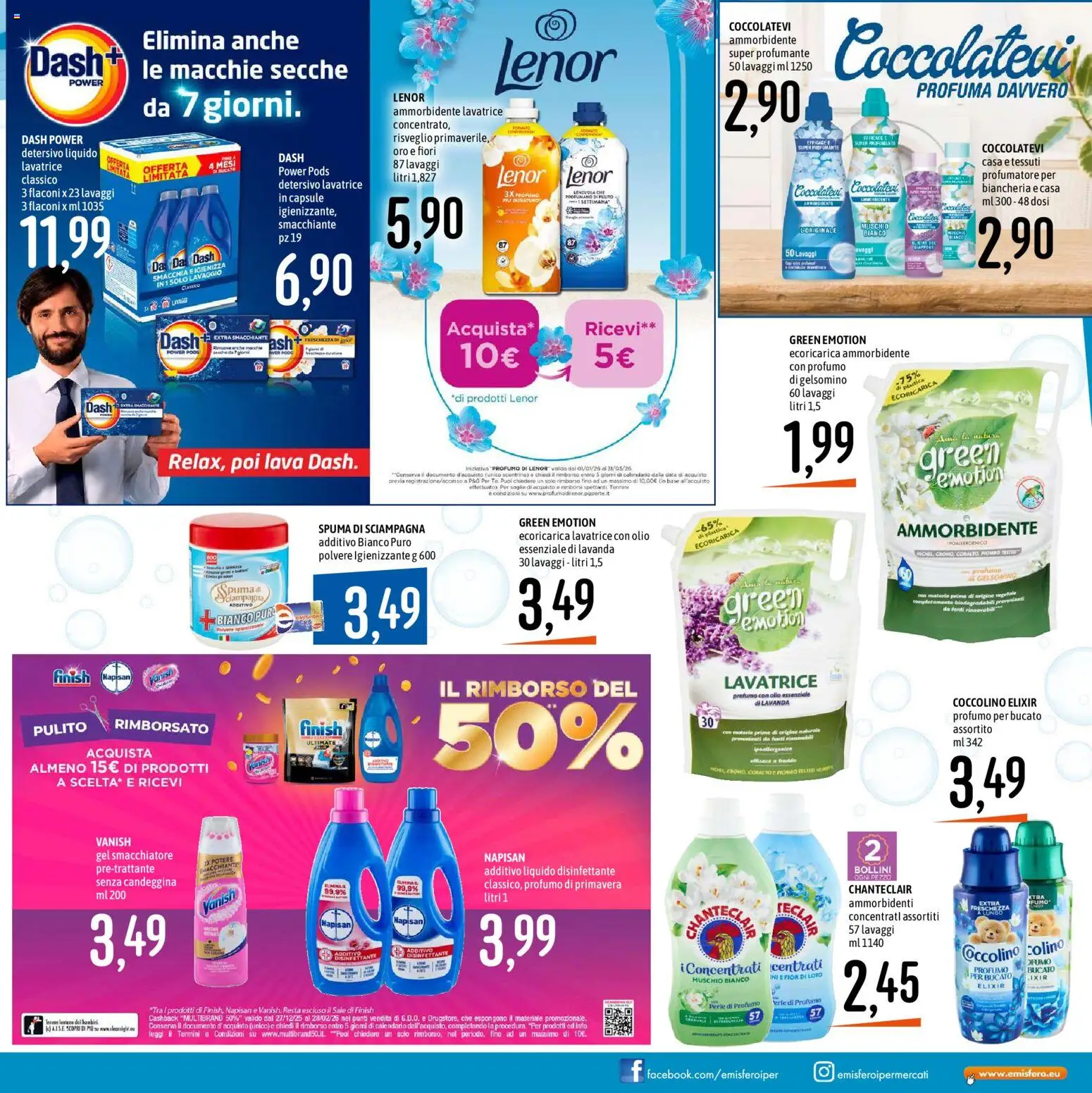 Volantino Emisfero del 08.01.2026 | Pagina: 21 | Prodotti: Candeggina, Olio, Lavatrice, Profumo
