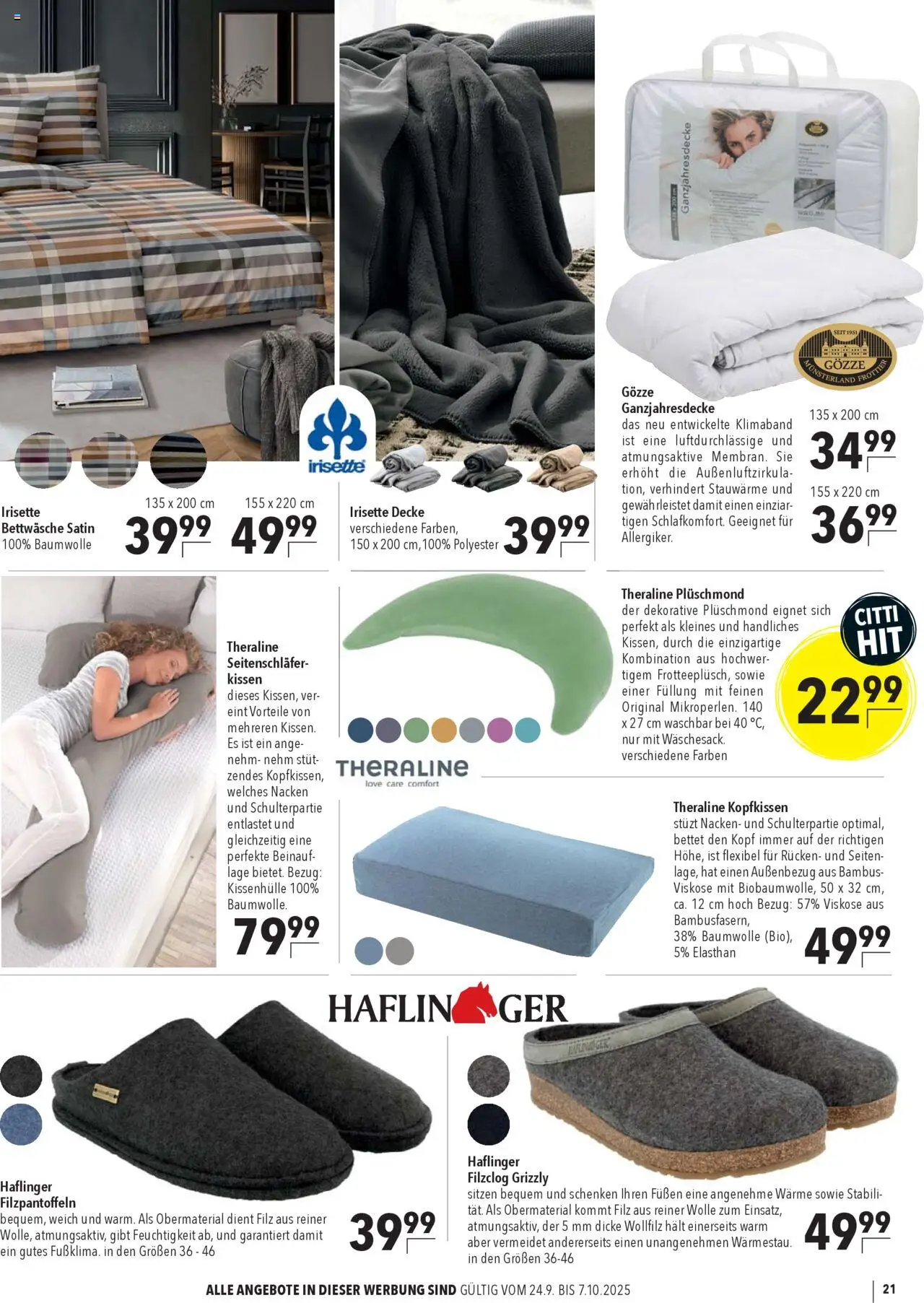 CITTI Markt Markenwelten – gültig ab 24.09.2025 | Seite: 21 | Produkte: Kissen, Decke, Bettwäsche, Kopfkissen