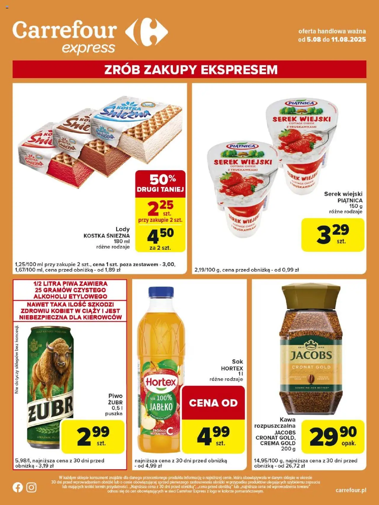 Carrefour Gazetka - Express od 05.08.2025 | Strona: 2 | Produkty: Serek, Serek wiejski, Kawa, Piwo