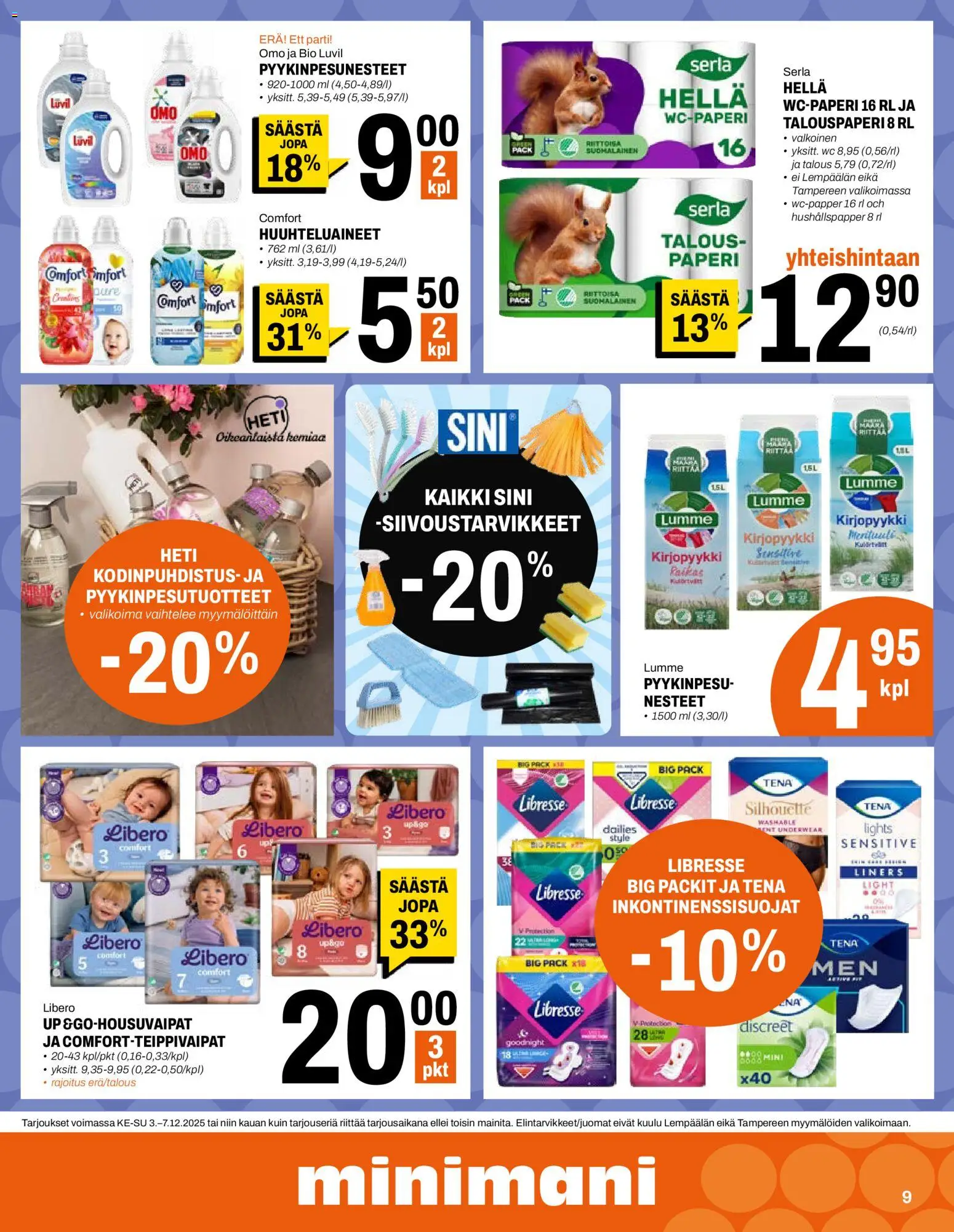 Minimani tarjoukset – voimassa 03.12.2025 alkaen | Sivu: 9 | Tuotteet: Hella, WC, Paperi